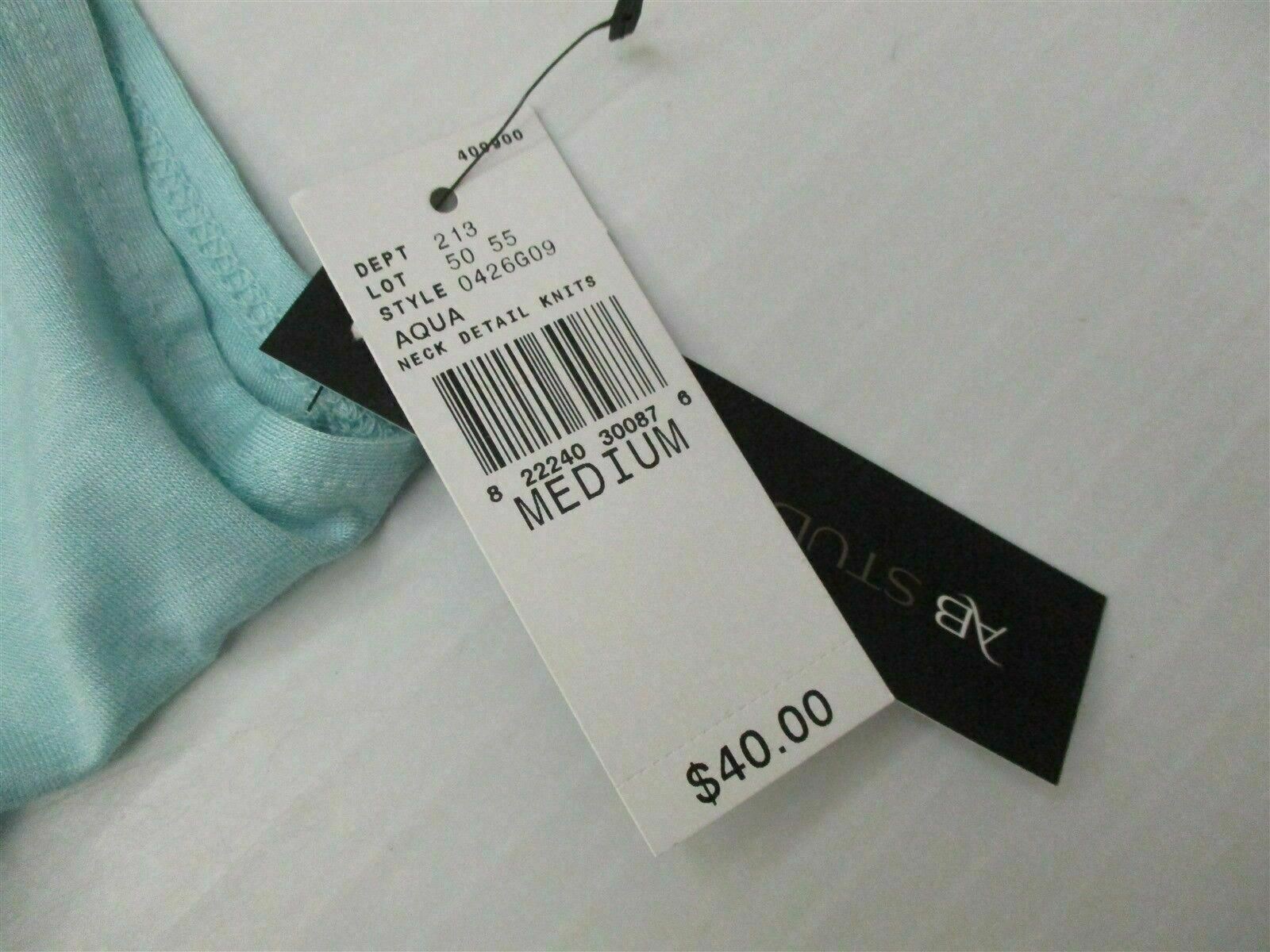 new AB STUDIO Women’s Size M Classic Stretch Rayon Lined Blue Blouse #TY2375