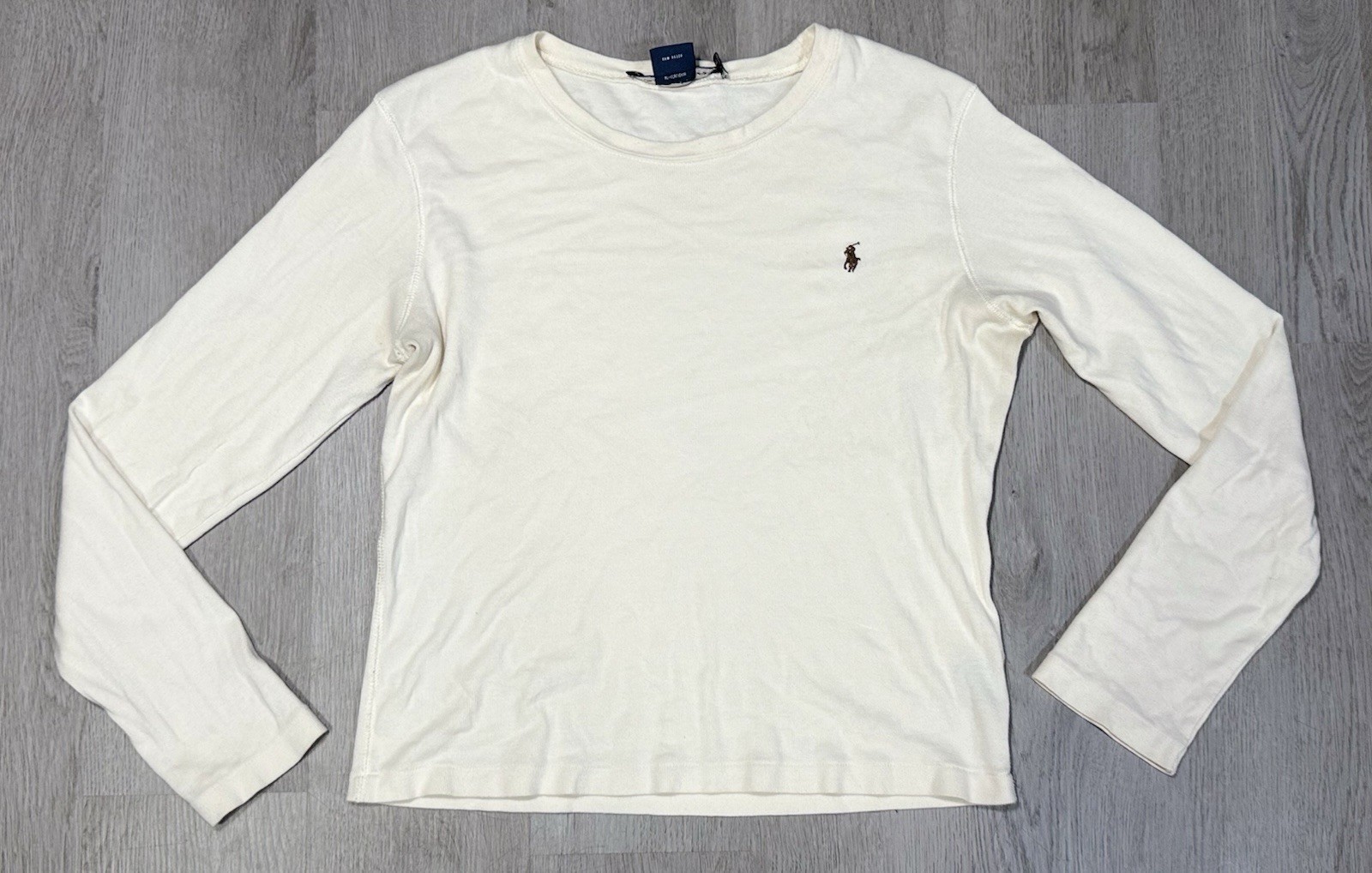 Vintage Ralph Lauren Sport Long Sleeve T-Shirt Women Size L White Pony Logo Y2K