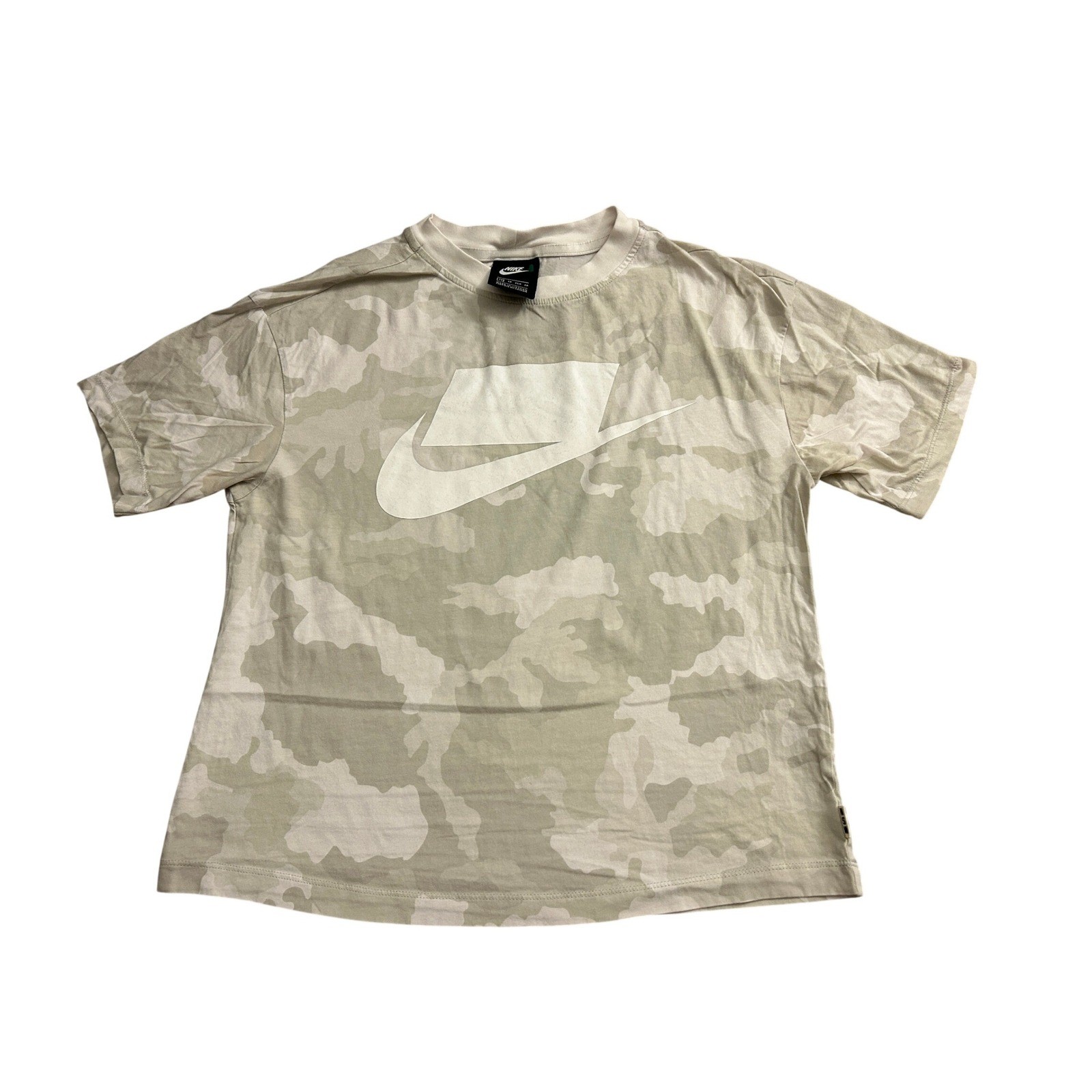 Nike T-Shirt Womens XS Beige Excellent Camo Futura Logo Short Sleeve Tee