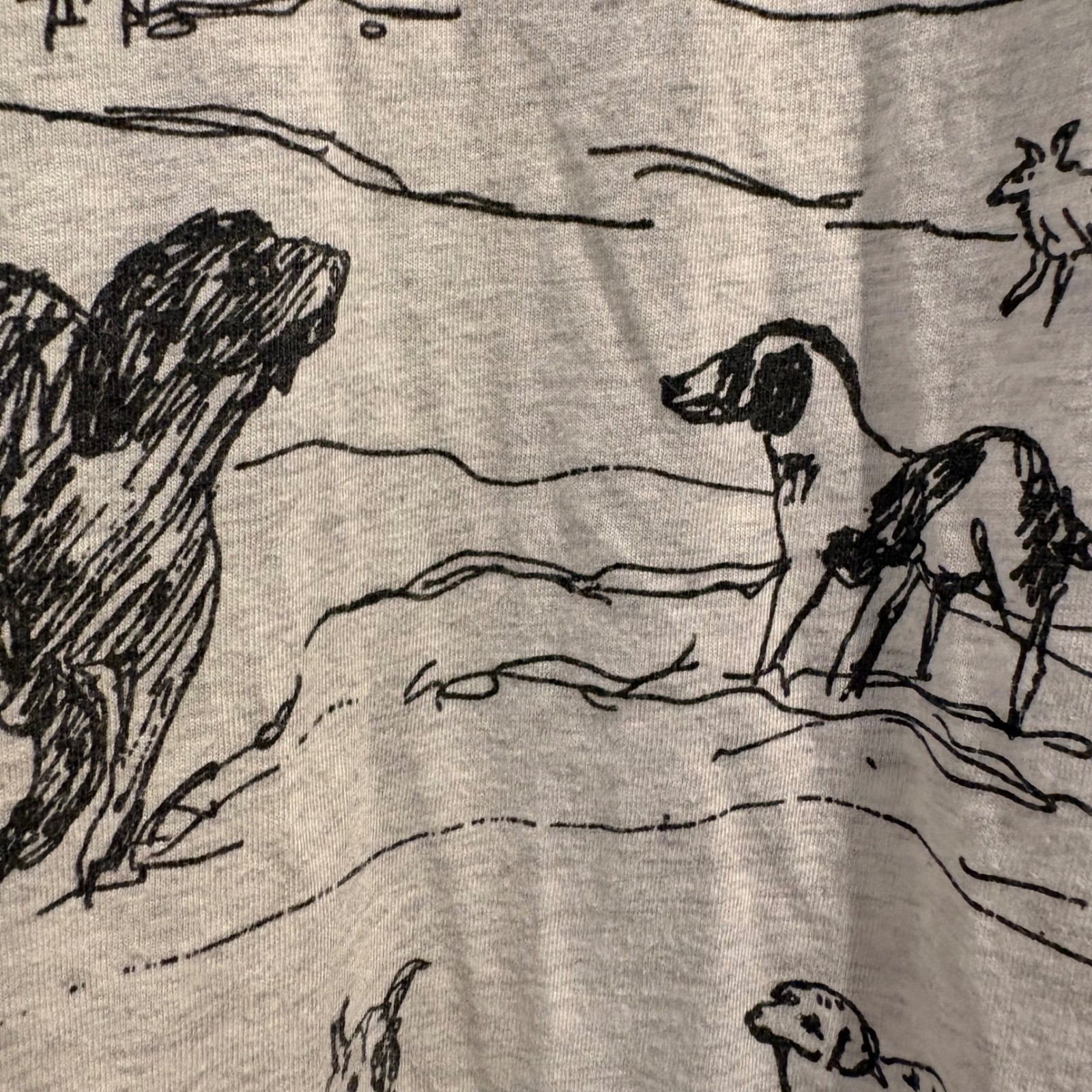Marushka Dog Graphic Tee Large Heather Gray Novelty Scoop Neck Short Sleeve Top