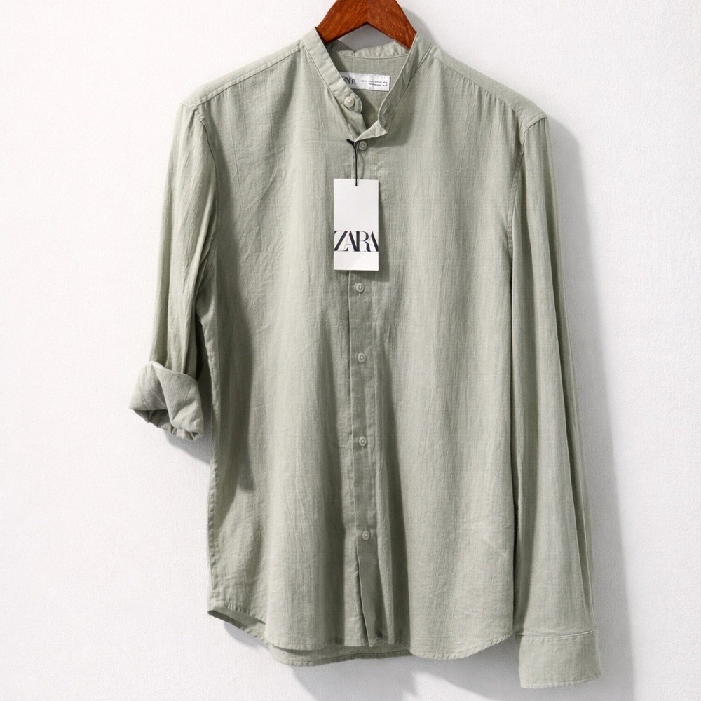 ZARA Button-Up Shirt | Lightweight Neutral | Versatile Styling Size S NWT