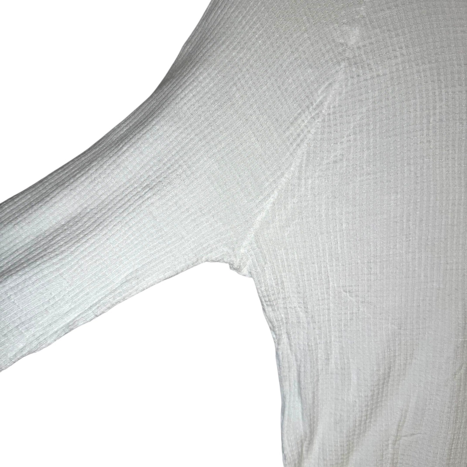 Intimately Free People Thermal Top L White Waffle Knit Lettuce Trim Balletcore