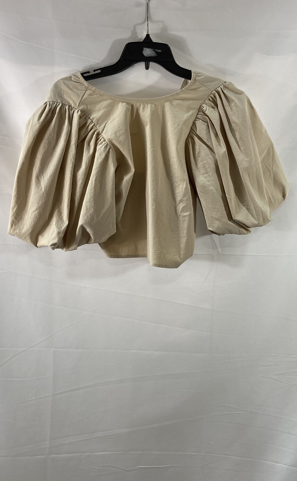 Ghospell Women’s Creme Puff Sleeve Cropped Blouse Size S NWT