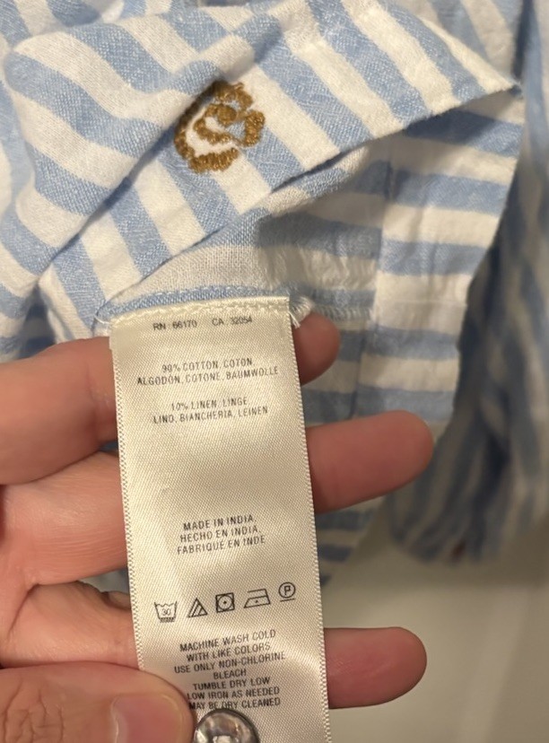 Anthropologie Akemi Kin Small Oversized Cotton Linen Blend Button Up Top