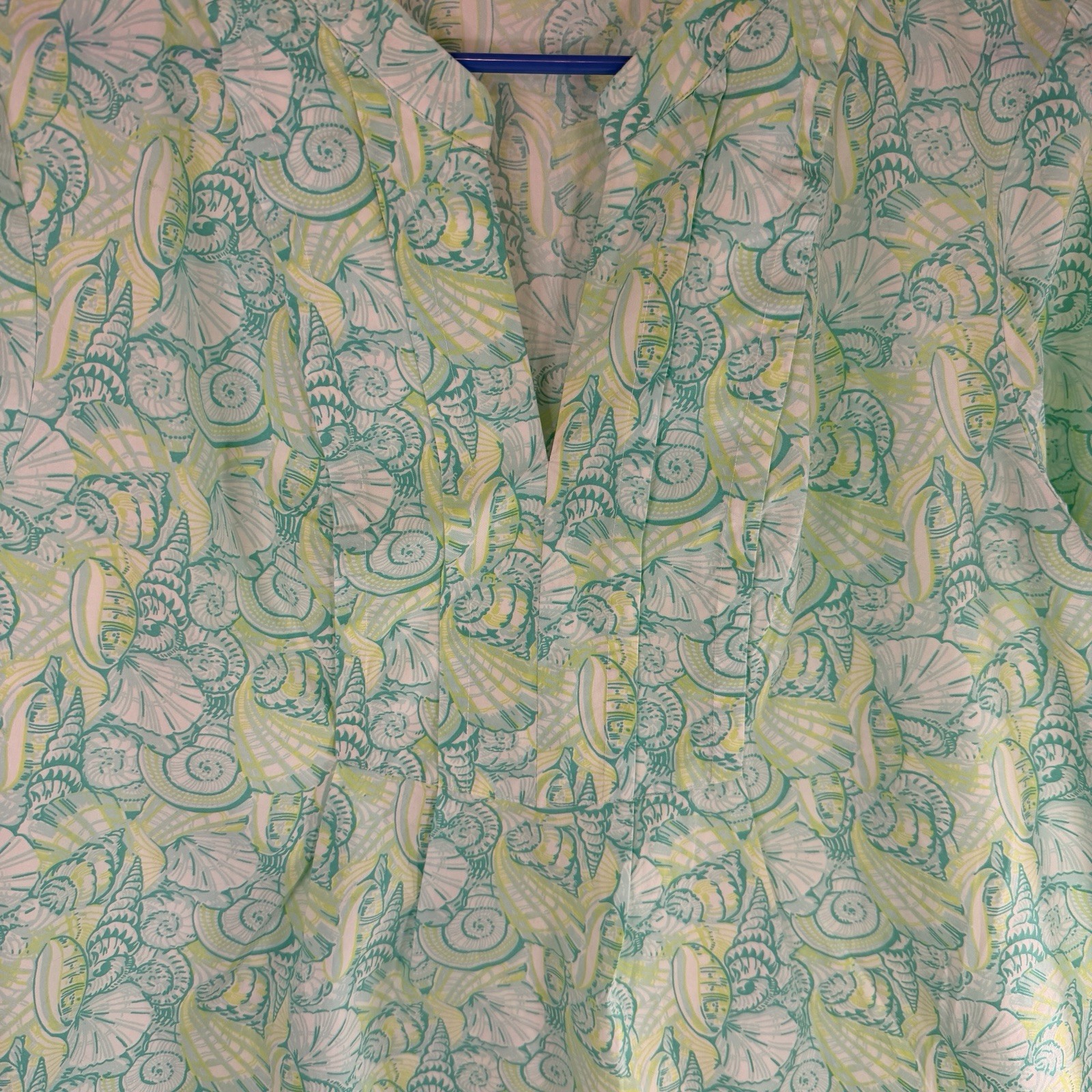 Vineyard Vines Women’s Green Shell 100% Cotton V-Neck 3/4 Sleeve Tunic L