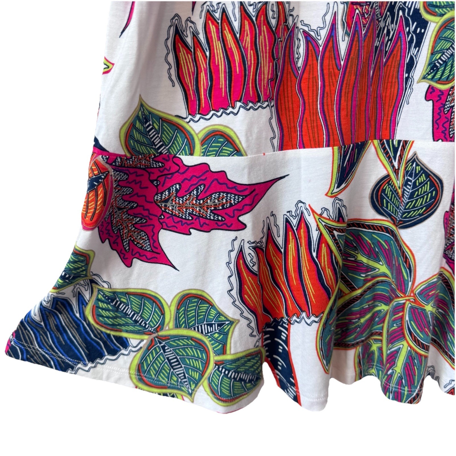 Soft Surroundings Viscose Jersey Brilliant Multicolor Print Peplum Top XL P