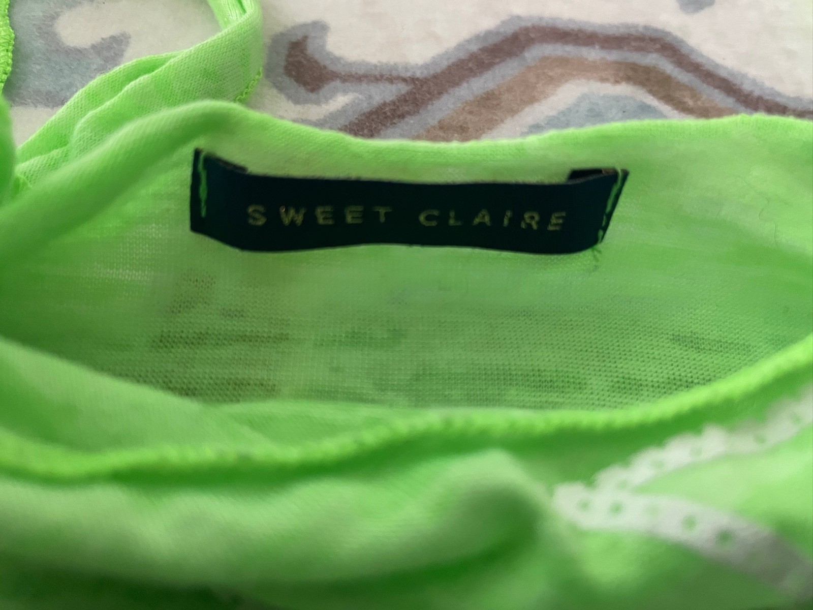 Sweet Claire Sleeveless Hot Lime Green Southwestern Tank Size L