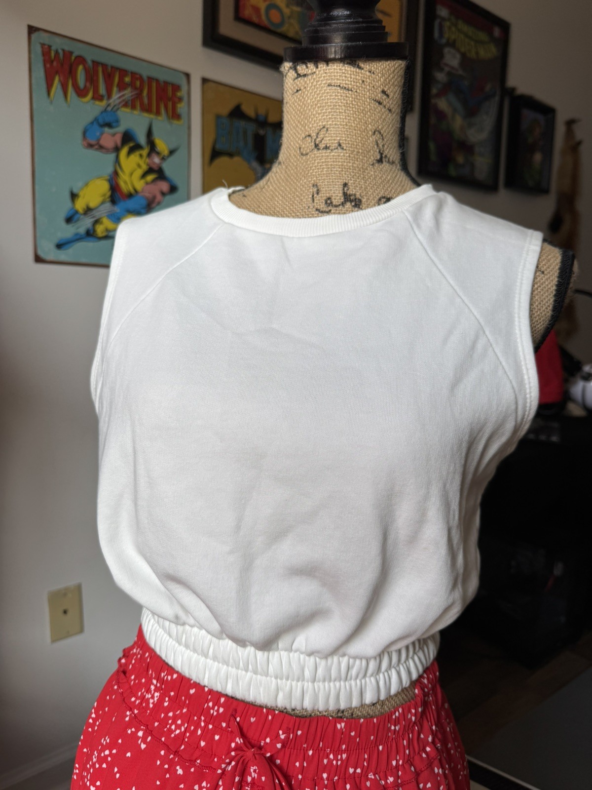 Zara Womens Crop Top Small White Sleeveless Elastic Hem Casual Made in Turkey