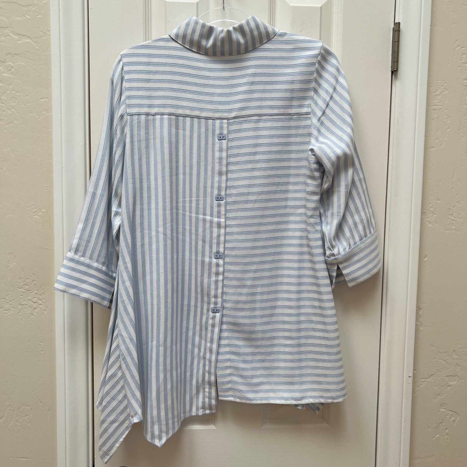 Soft Surroundings Striped Asymmetric Hem Tunic Blouse Coastal Grandma Petite XS