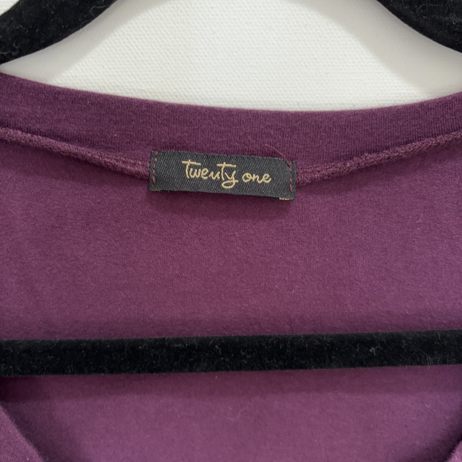 Vintage Twenty One Plum Scoop Neck Top Womens Large Cotton Stretch Made USA