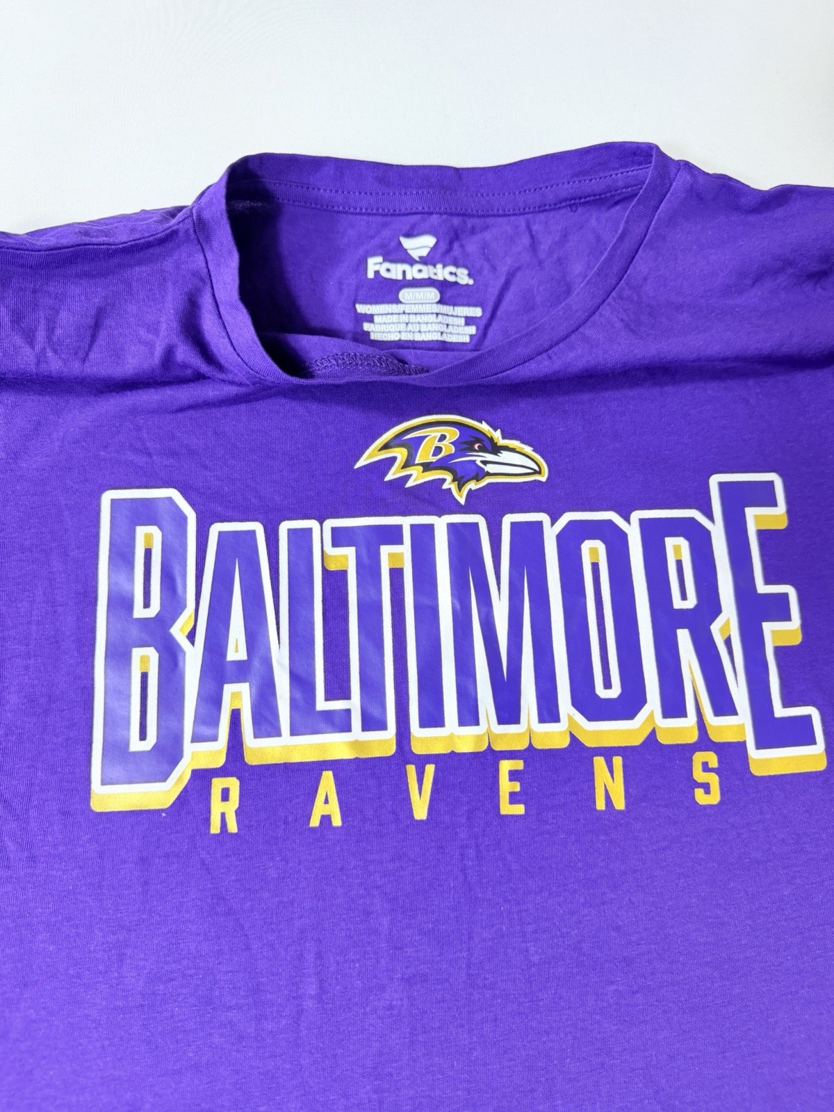 NWT NFL Baltimore Ravens Womens Med Purple Team Apparel T Shirt Top 100% Cotton