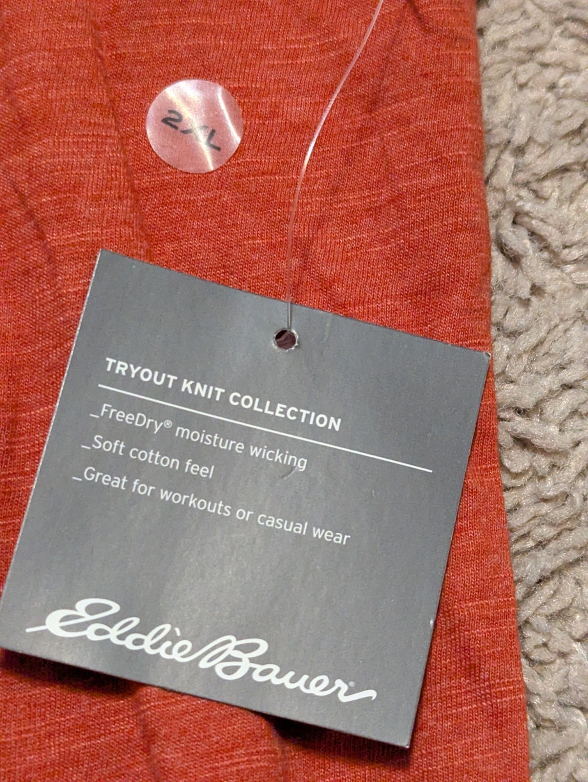 Eddie Bauer Tryout Knit Tee Womens Sz 2XL Short Sleeve Cut Out Orange Workout