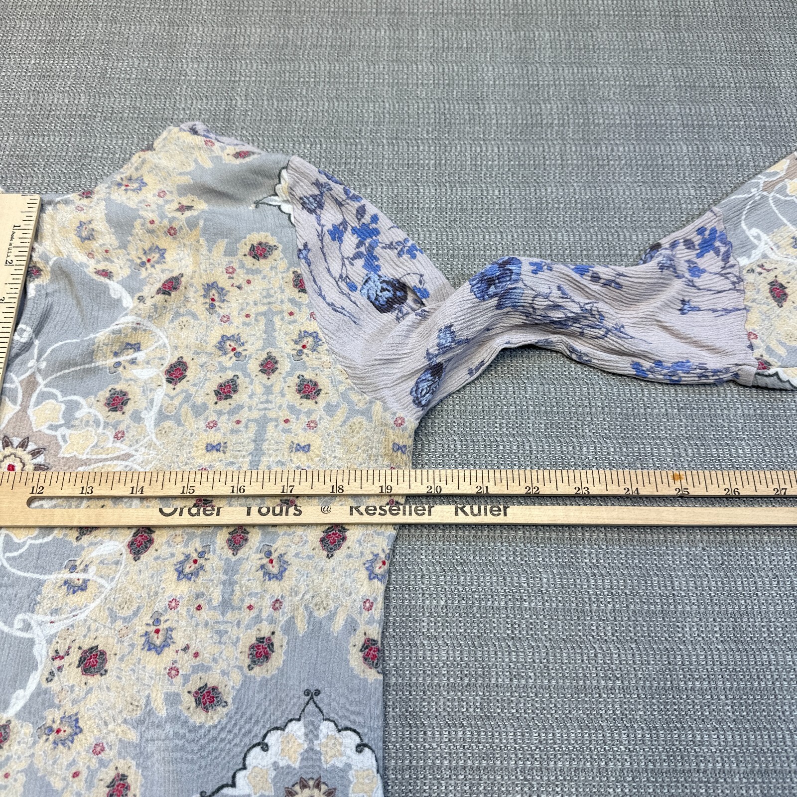 Penelope Rose Shirt Womens Large Patchwork Bell Sleeves Cottagecore Whimsy