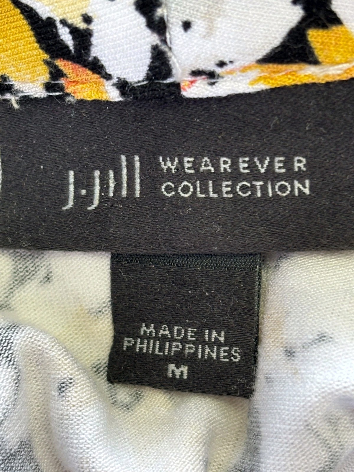 J. Jill Wearever Collection Women’s Stretch Top Size M White Yellow Black Rayon
