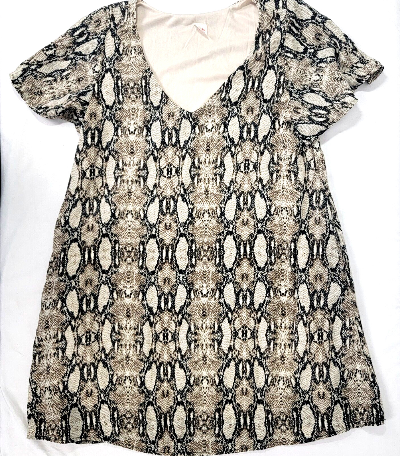 I Joah Tunic Shirt OR Short Dress Women’s Medium M Snake Print brown cream black