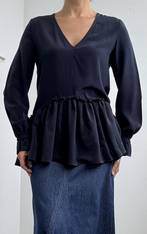 Women AllSaints Shirt Navy Silk 36 / S / 44