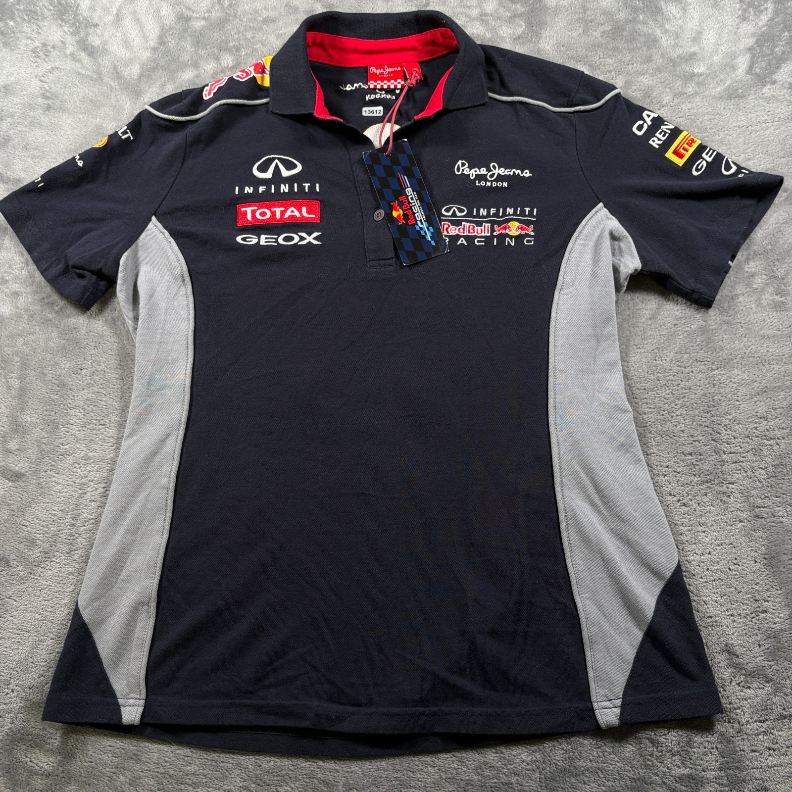 Pepe Jeans London Red Bull Racing Polo Shirt Womens Large Navy Blue Embroidered