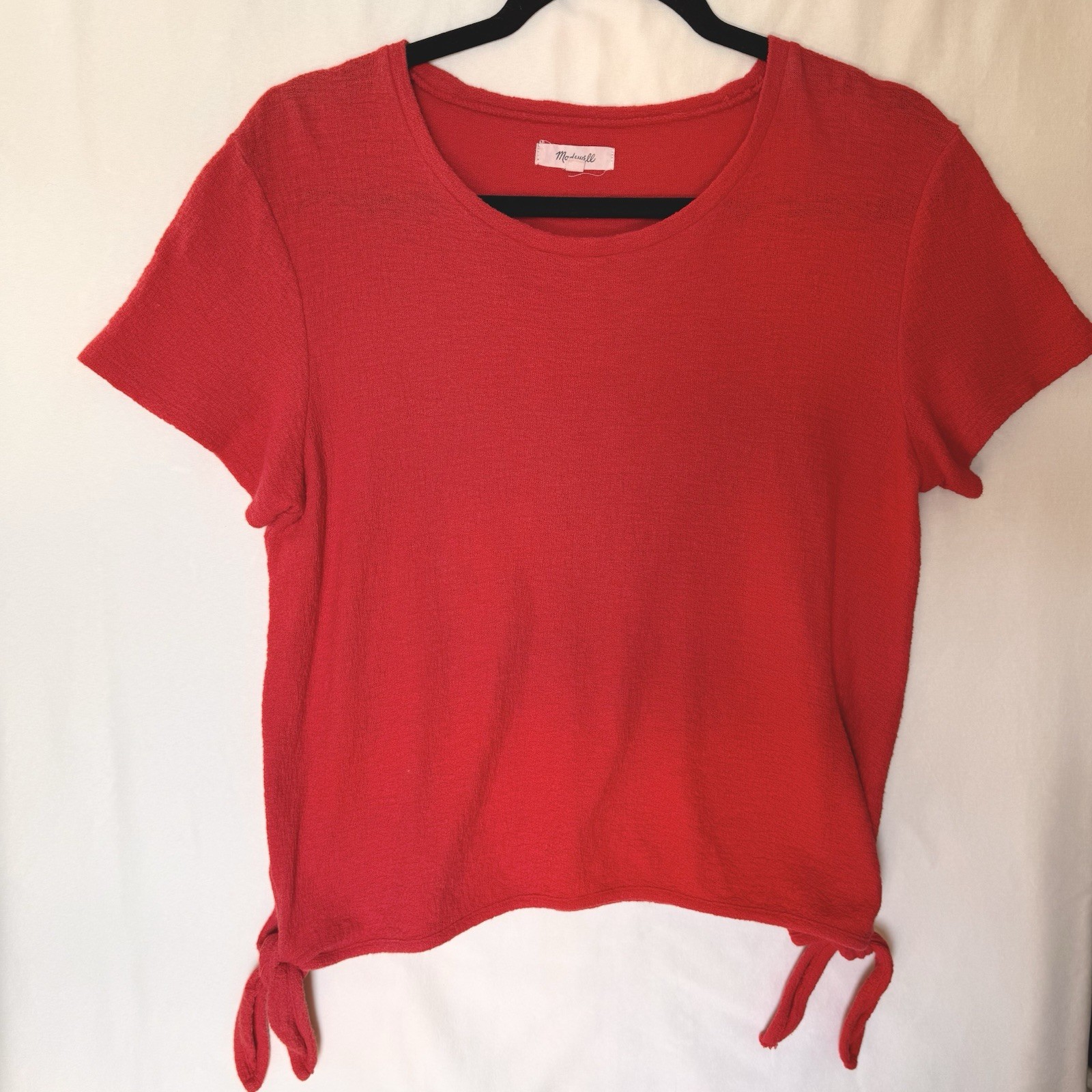 Madewell Women’s Texture & Thread Modern Side-Tie Red T-Shirt Size Medium