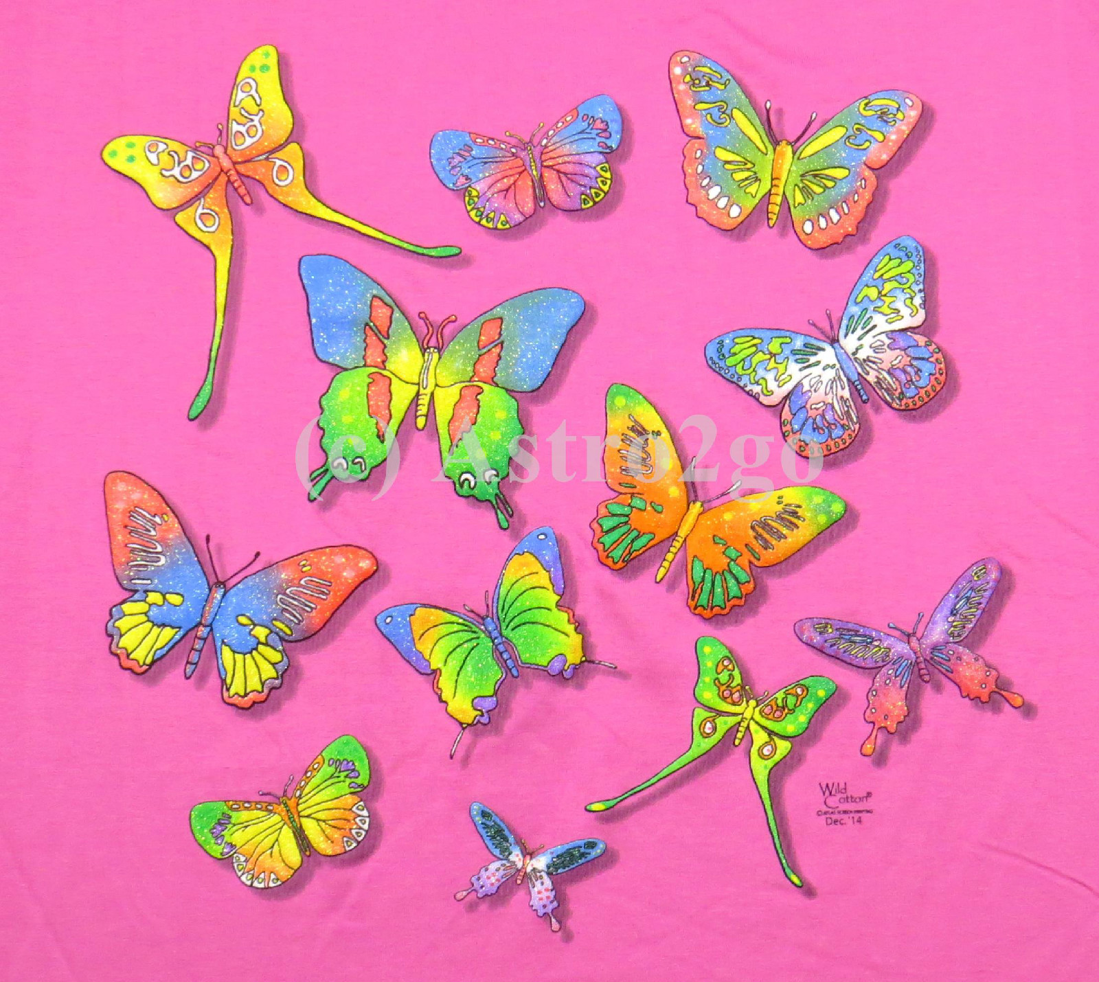 BUTTERFLY SPARKLE-Butterflies Moths Glitter Bugs Ladies Scoop Neck T shirt S-2XL