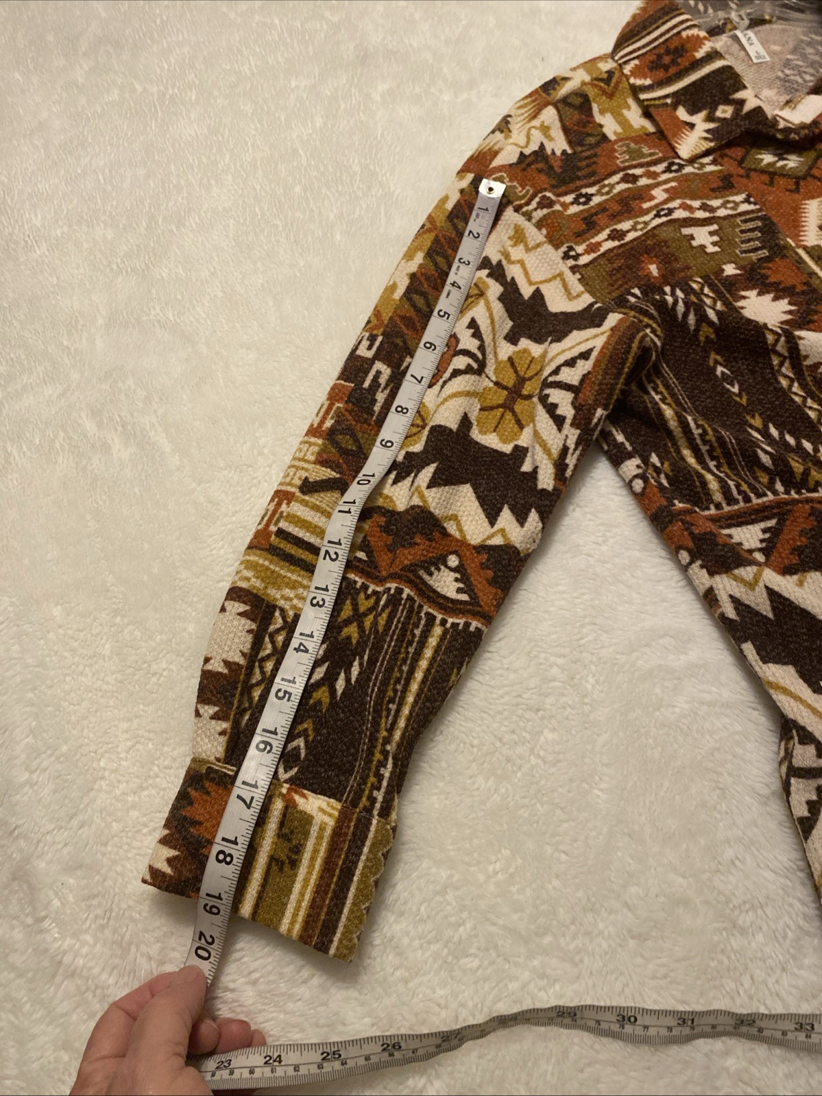 ZENANA Large Shirt Woman Western Boho Aztec Southwest Button Oversized Pockets