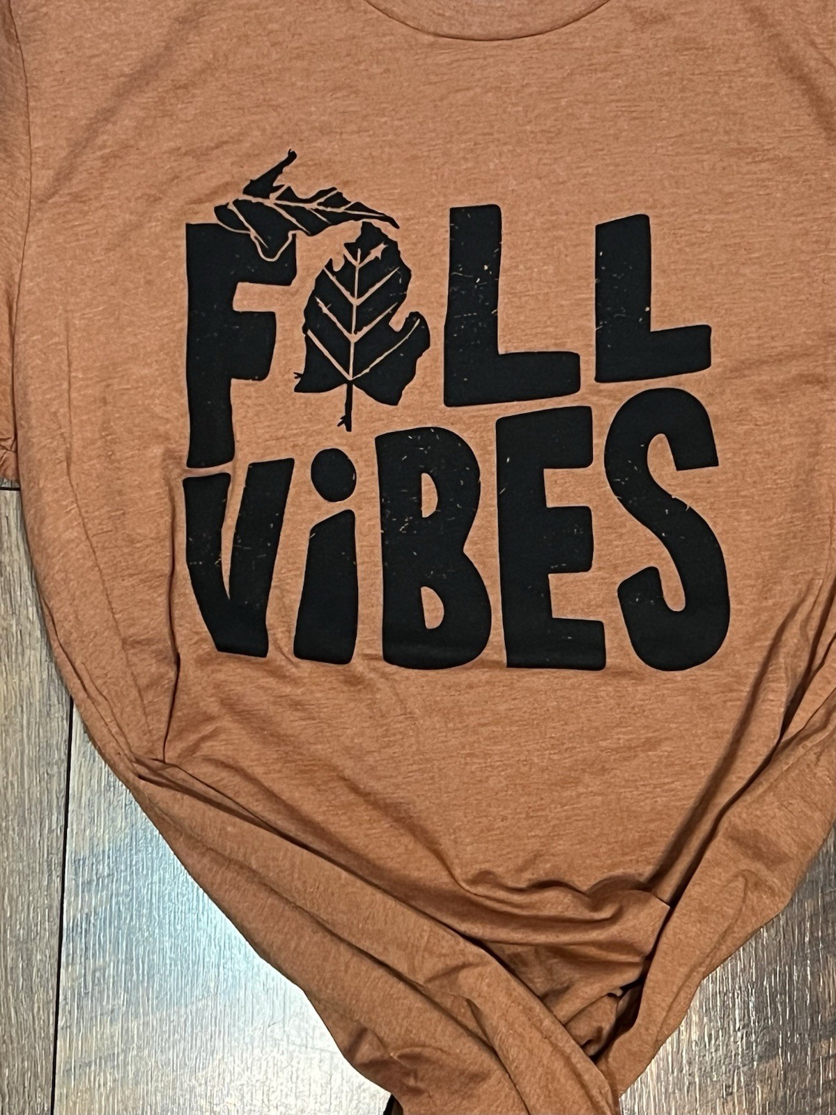 Fall Vibes Michigan Graphic T-shirt Size Large Brand New Bella Canvas Orange