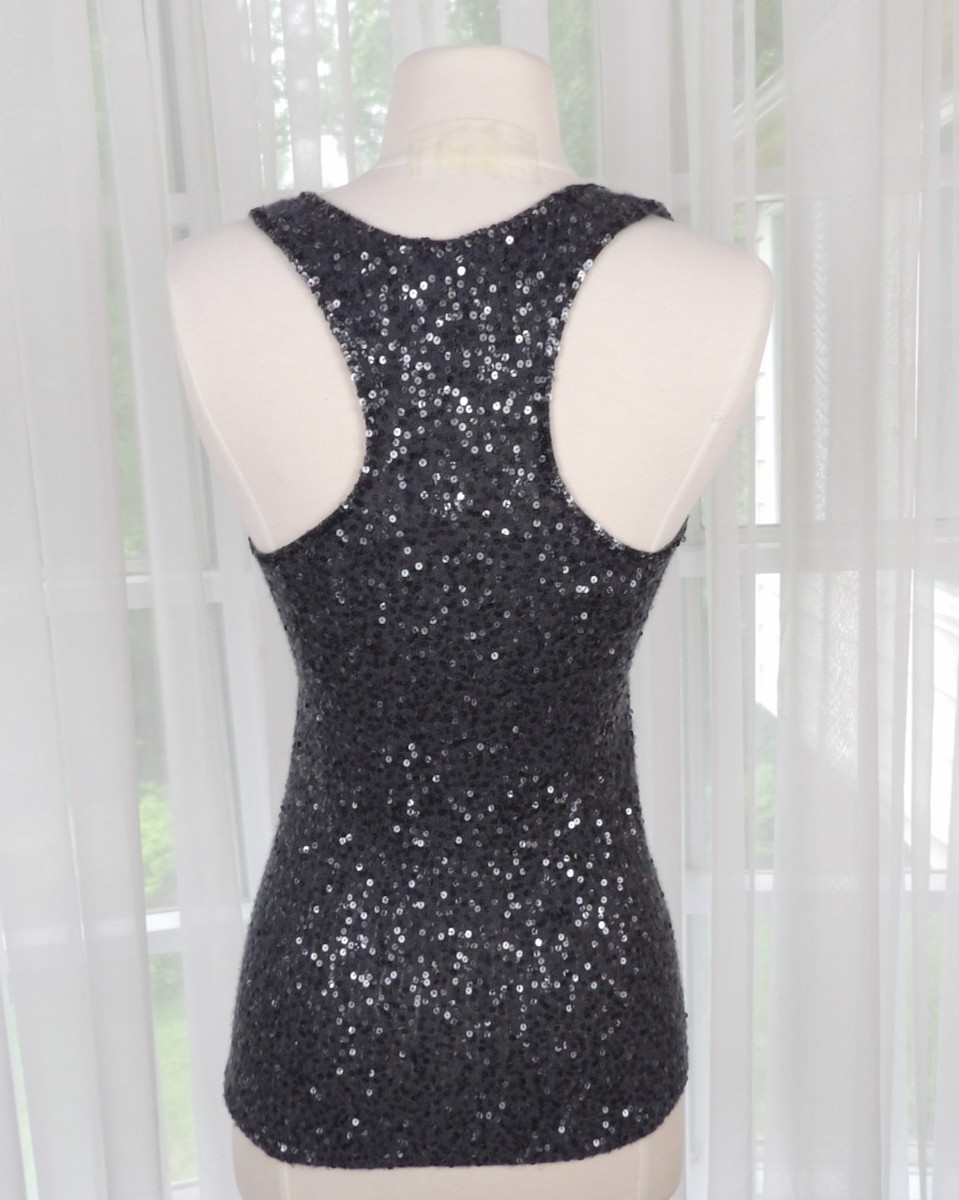 Donna Karan Collection Charcoal Gray Cashmere & Silk Sequin Racerback Tank Top S