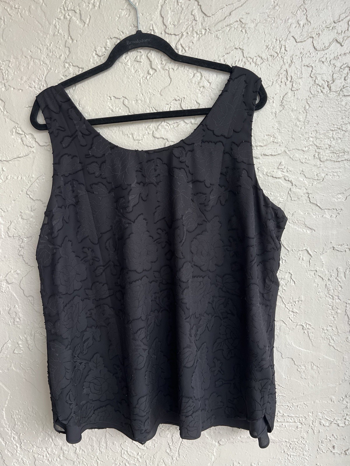 New Chico’s Tank XL Top Womens 3 Black Convertible Reversible Floral Jacquard.