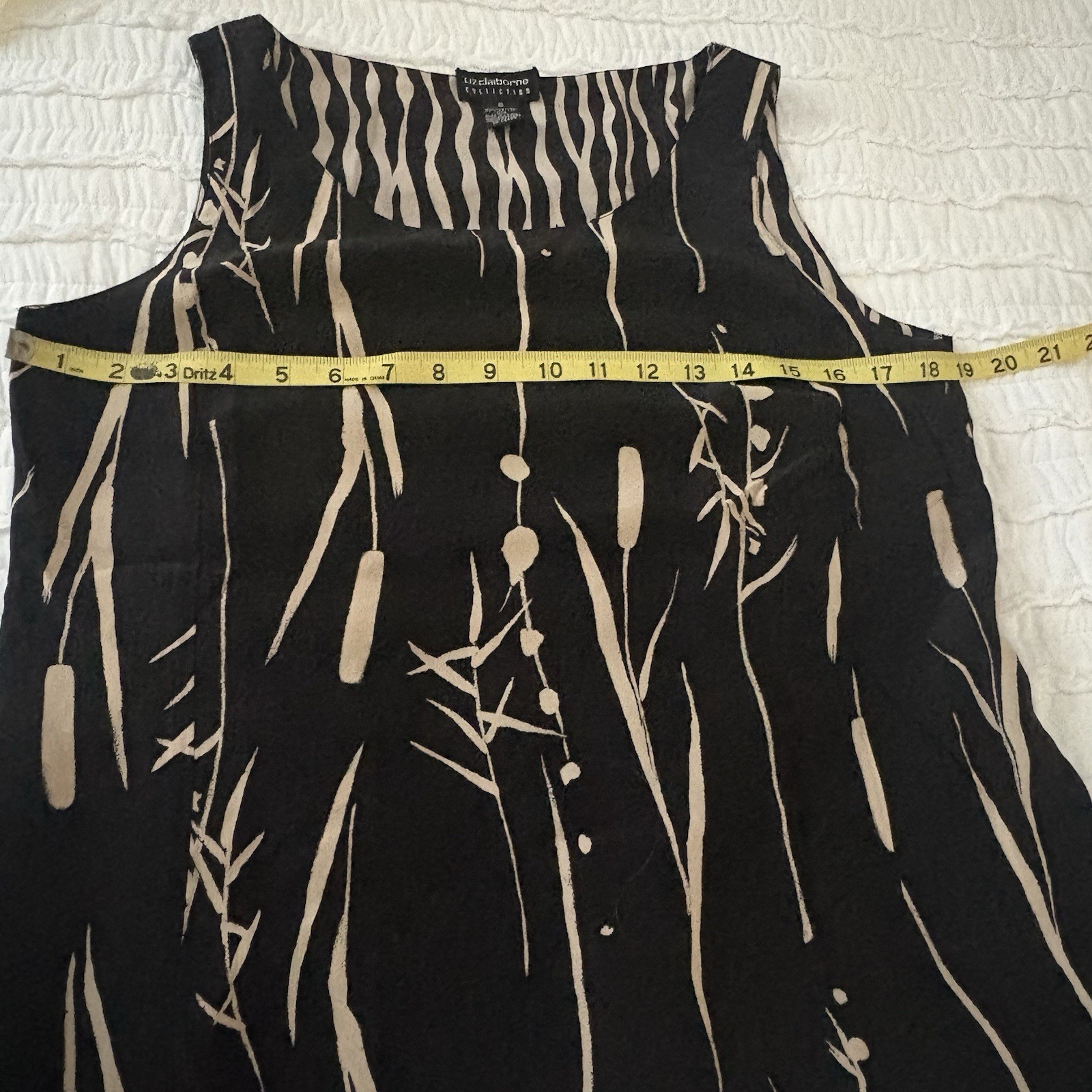 Liz Claiborne Reversible Silk Top Sleeveless Size 8 Black Tan Career Classy