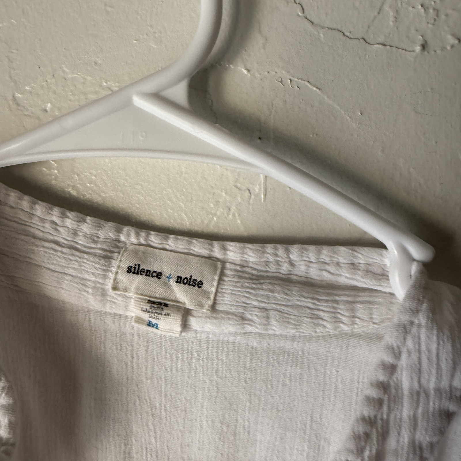 Silence + Noise Shirt Womens Medium Button Front Short Sleeve Cottage Peasant