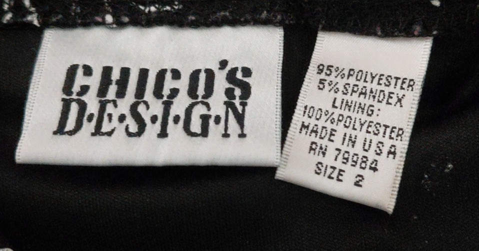 Chico’s Design Dressy Black White Floral Embroidered Sleeveless Tank Top SZ 2