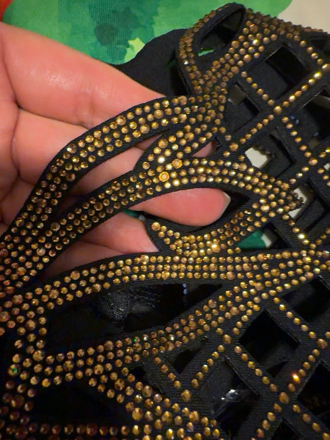 Liz Clift Black Rhinestone Cutout Keyhole Back Top Size S Made in Turkey NWT