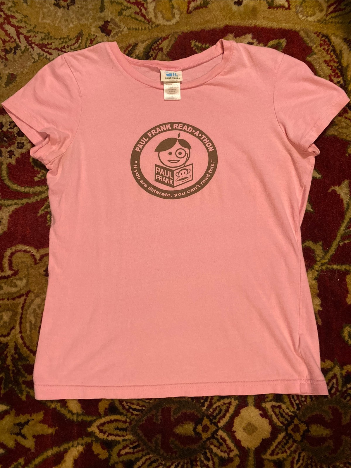 Paul Frank T Shirt – Read A Thon – Pink Medium Y2K