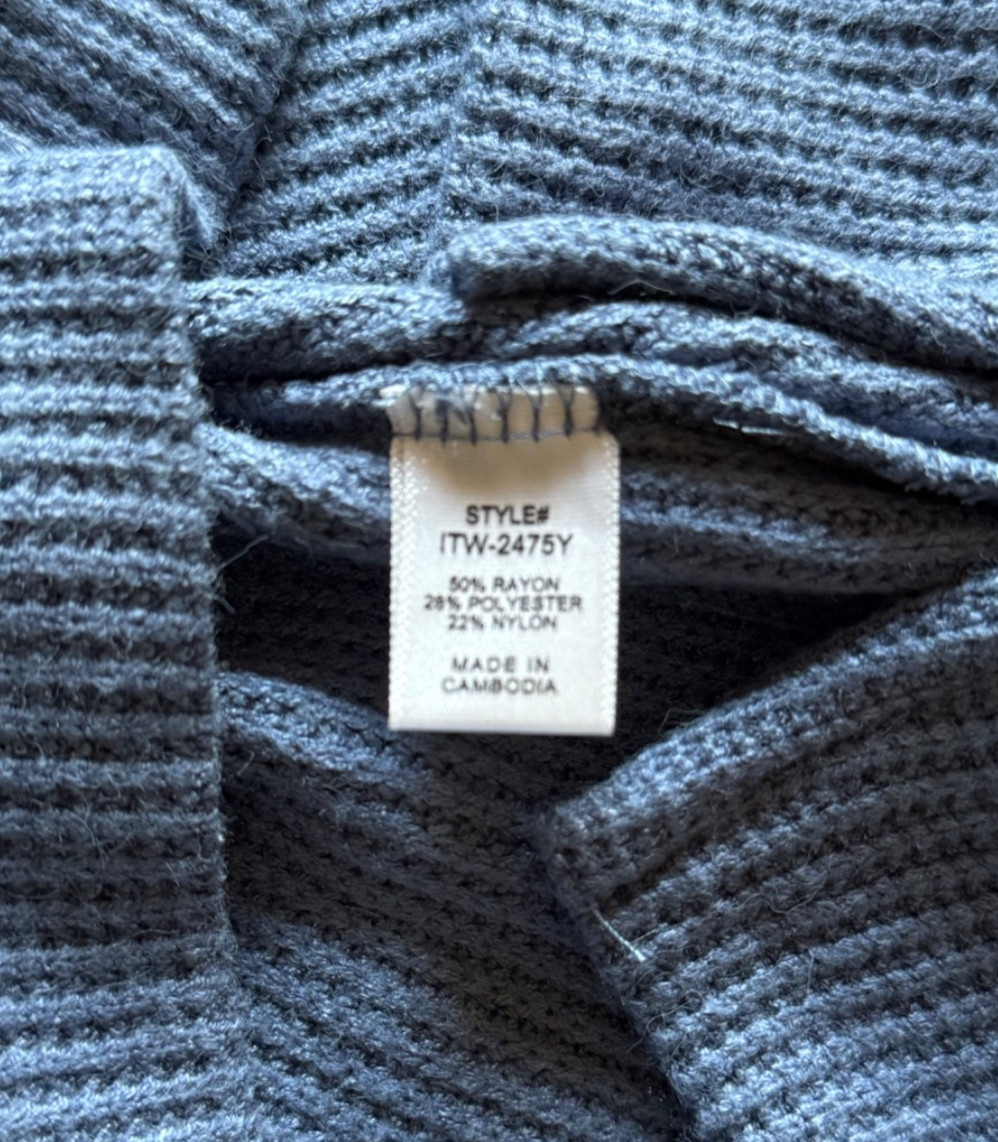 ZENANA 2475 Waffle Knit Top Long Raglan Sleeve Split Sides Sweater