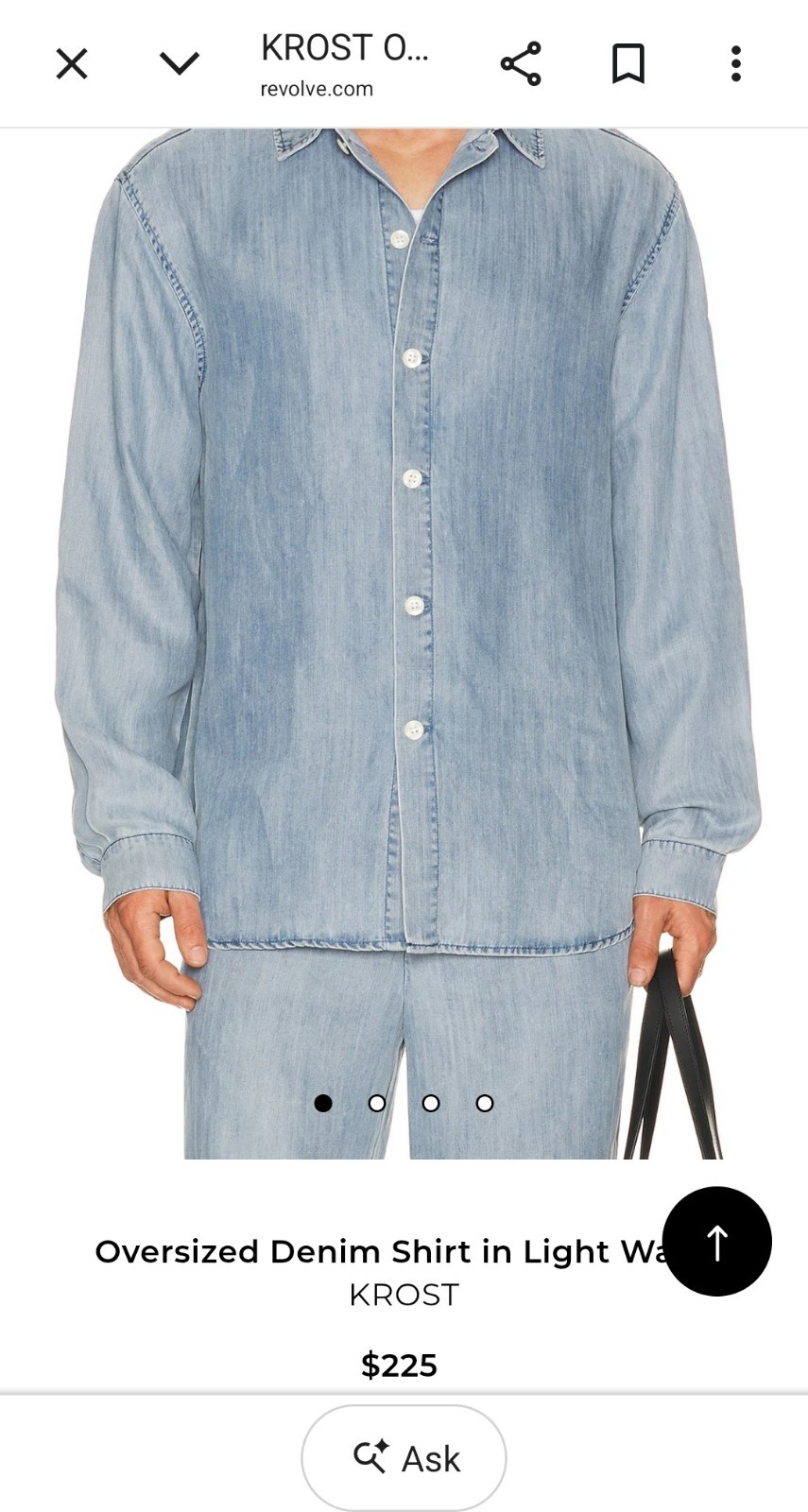 KROST Oversized Denim Shirt in Light Wash. Size M. New With Tags