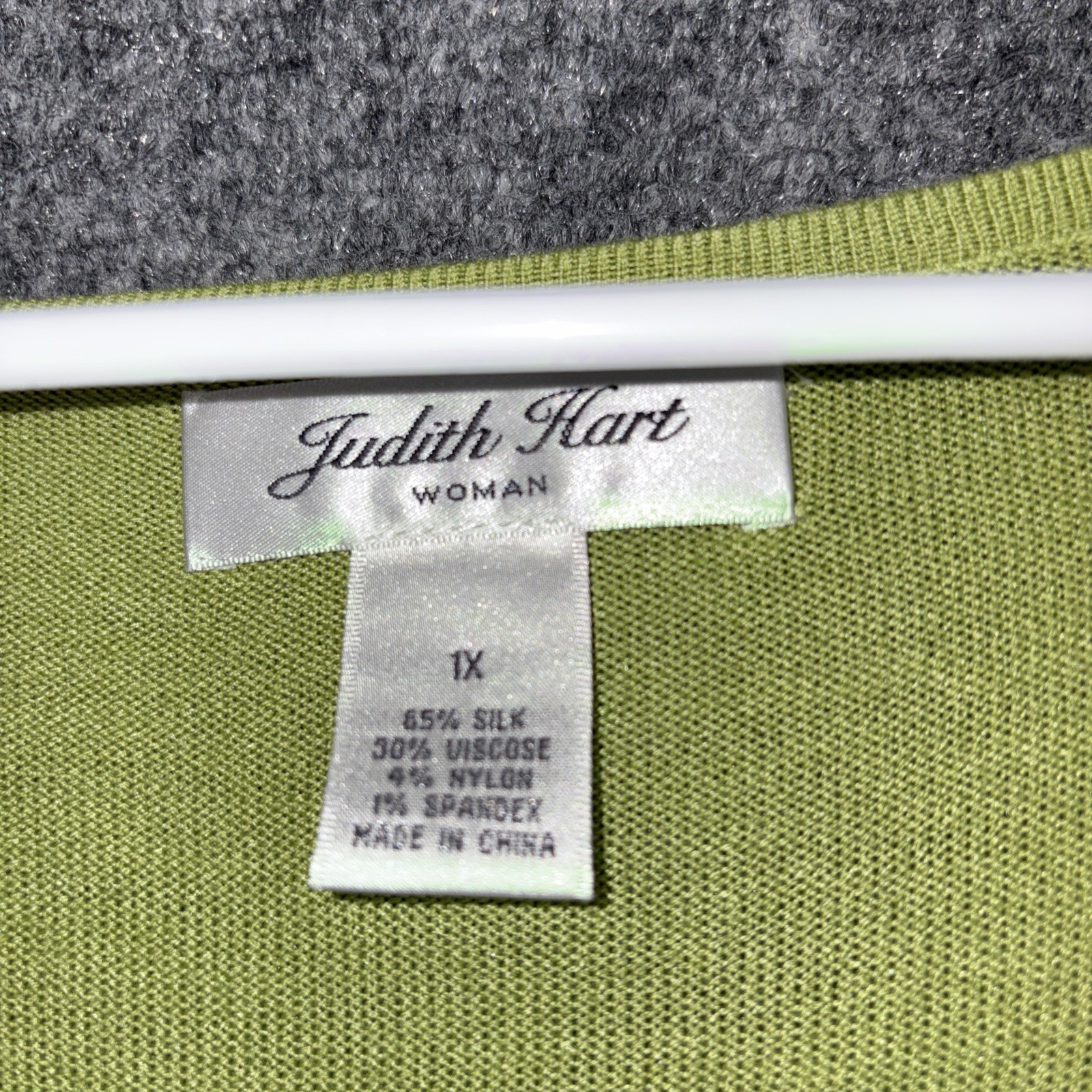 Judith Hart Top Womens 1X Green Silk Blend Knit Top