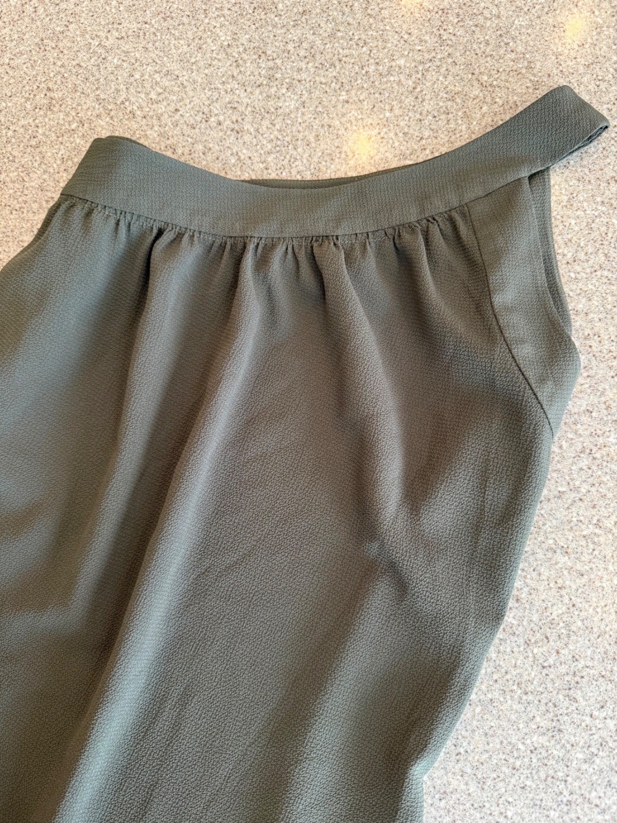 RUNGOLEE New! Olive Green Sleeveless One Shoulder Strap Crepe Top NWOT Sz S