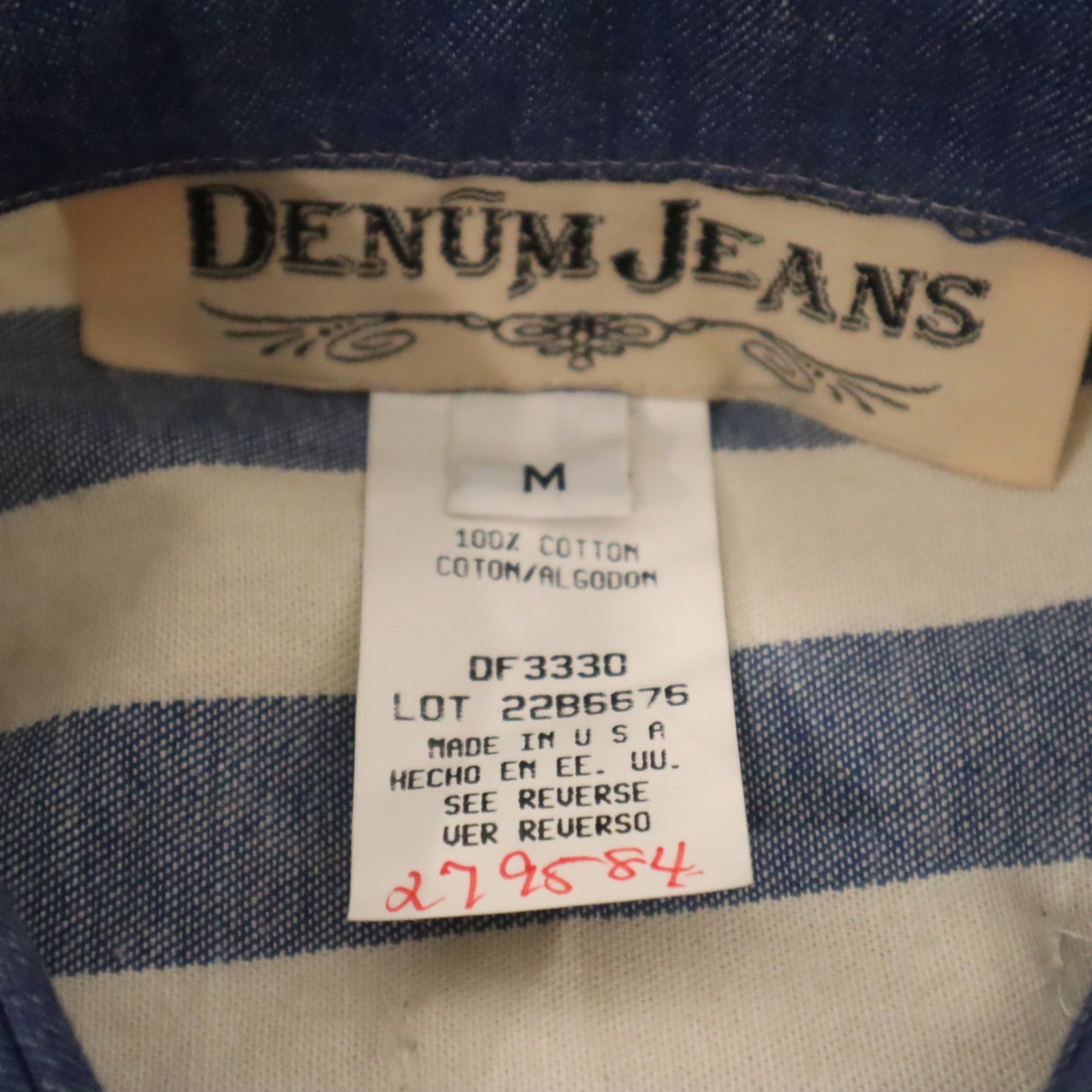 Vintage Denum Jeans Stripe Shirt Western Denim Pockets USA 90s Women’s Medium