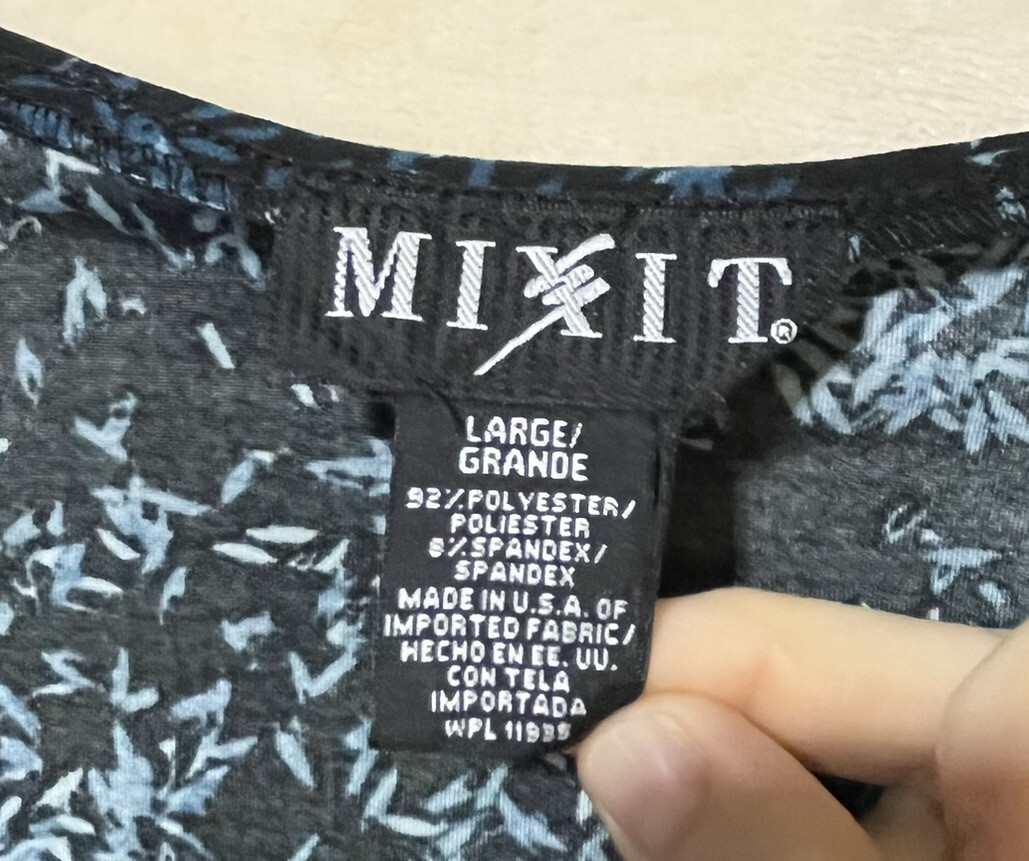 Mixit women’s blouse Top Multicolor v-neck tie On Sides polyester Spandex