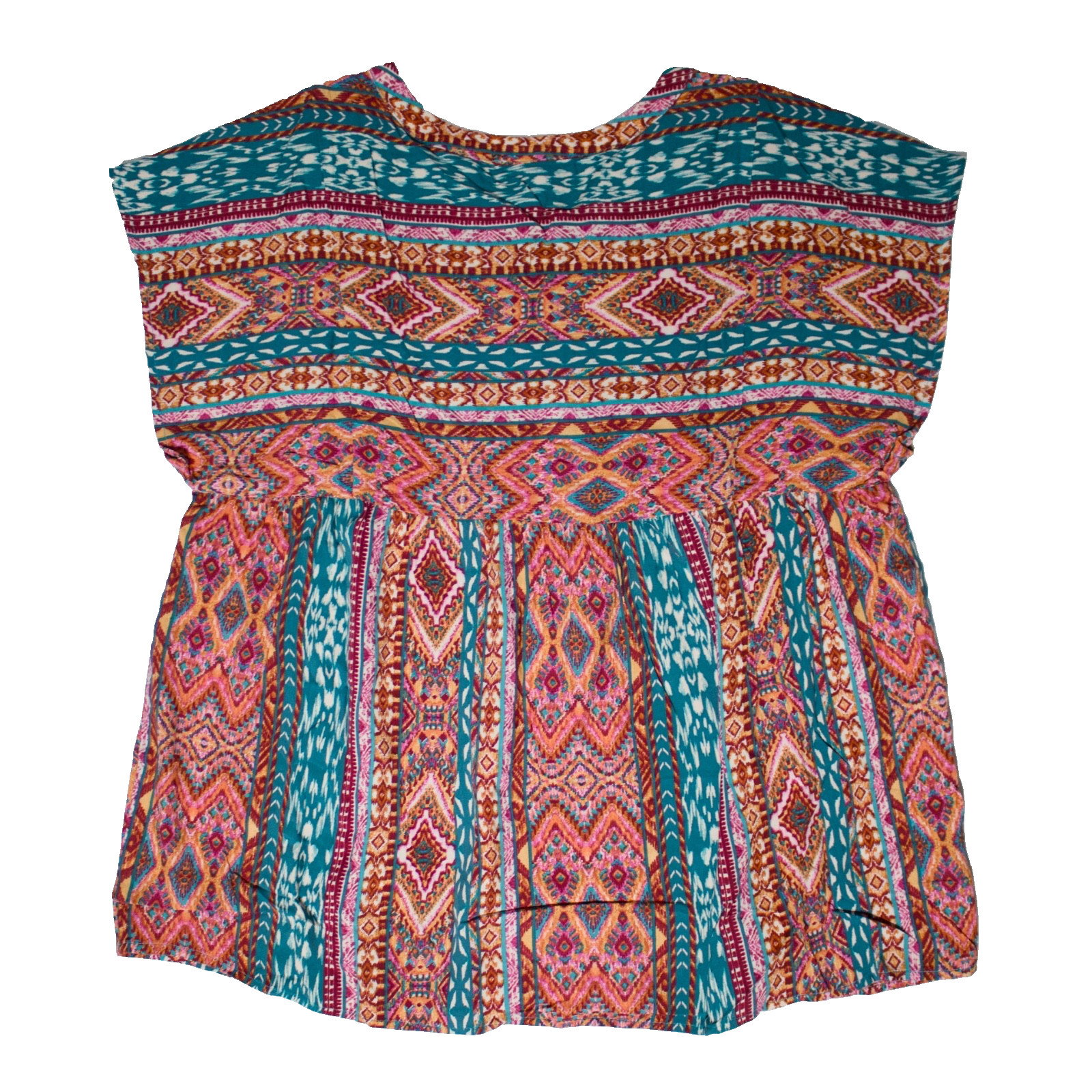 NWT Savanna Jane Pink Red Embroidered Tasseled Blouse Top Boho Festival Women L