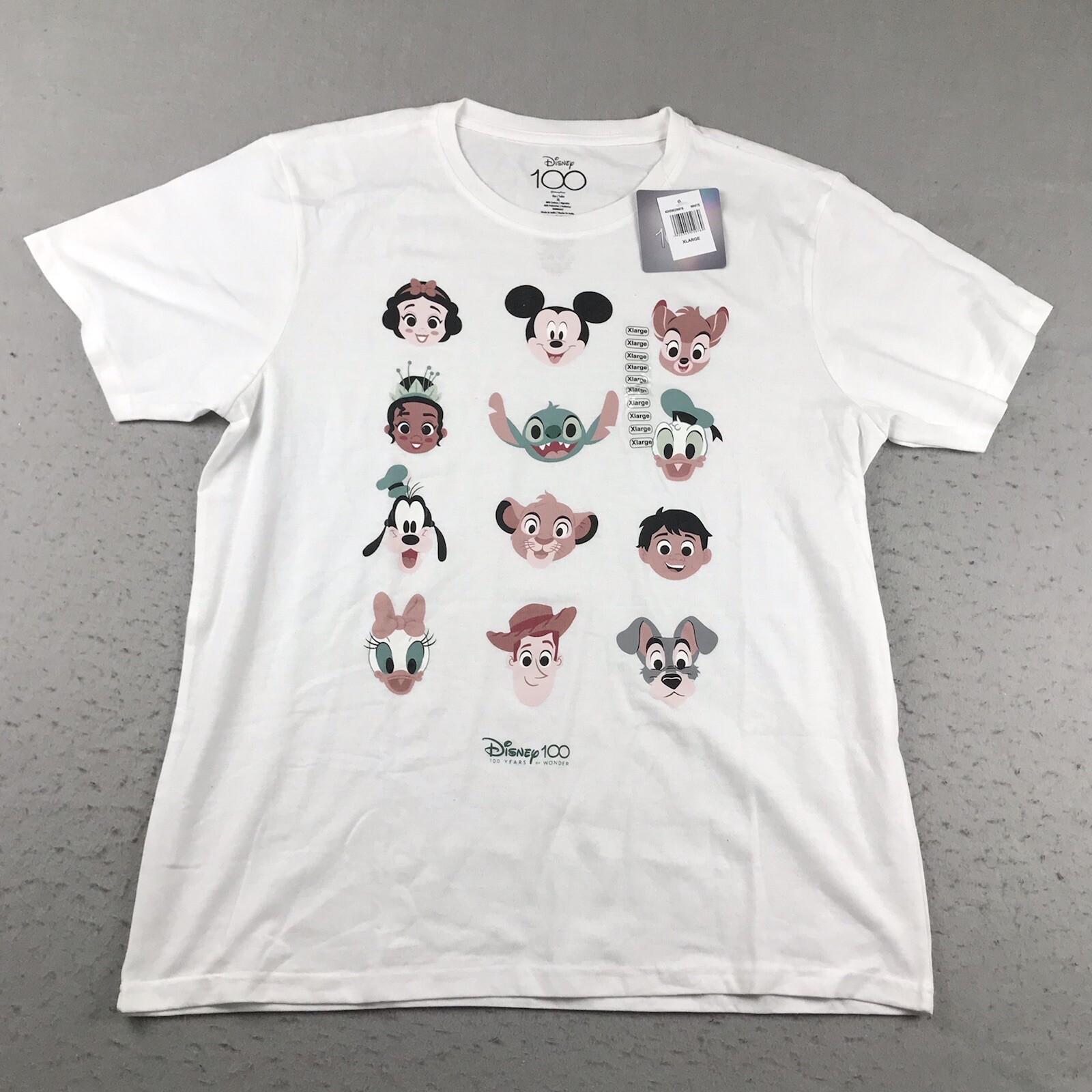 Disney Pixar Shirt Womens XL White 100 Years Of Wonder Short Sleeves Tee NWT