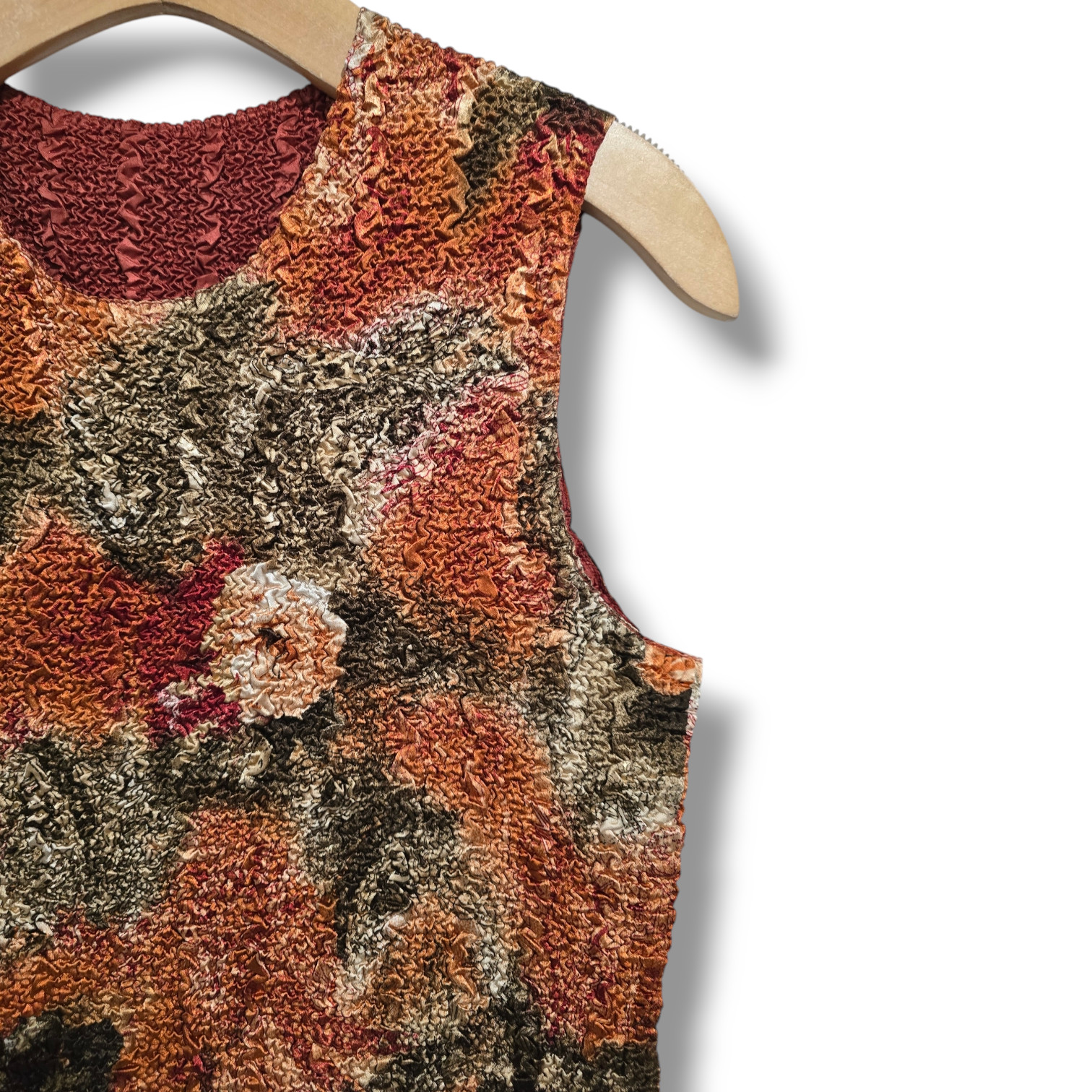 Vintage Women’s Reversible Textured Floral Sleeveless Top – one size fits most