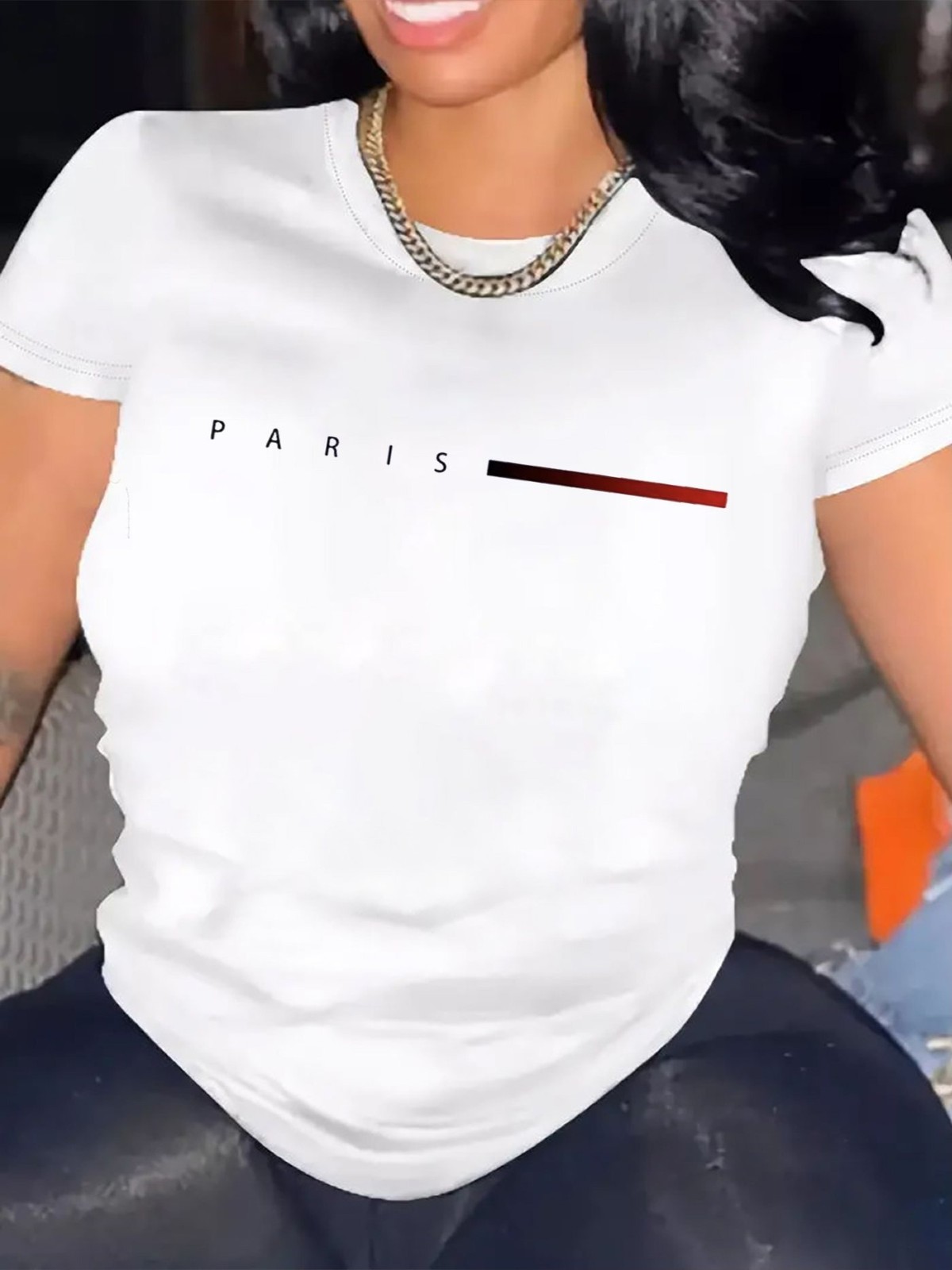 Women Paris Flag Graphic T-Shirt Casual Short Sleeve Cotton Blend Crew Neck Tee