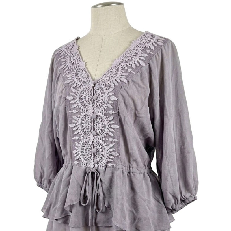 Daniel Rainn Victorian Blouse Size S Purple Sheer Boho Chic Feminine Romantic