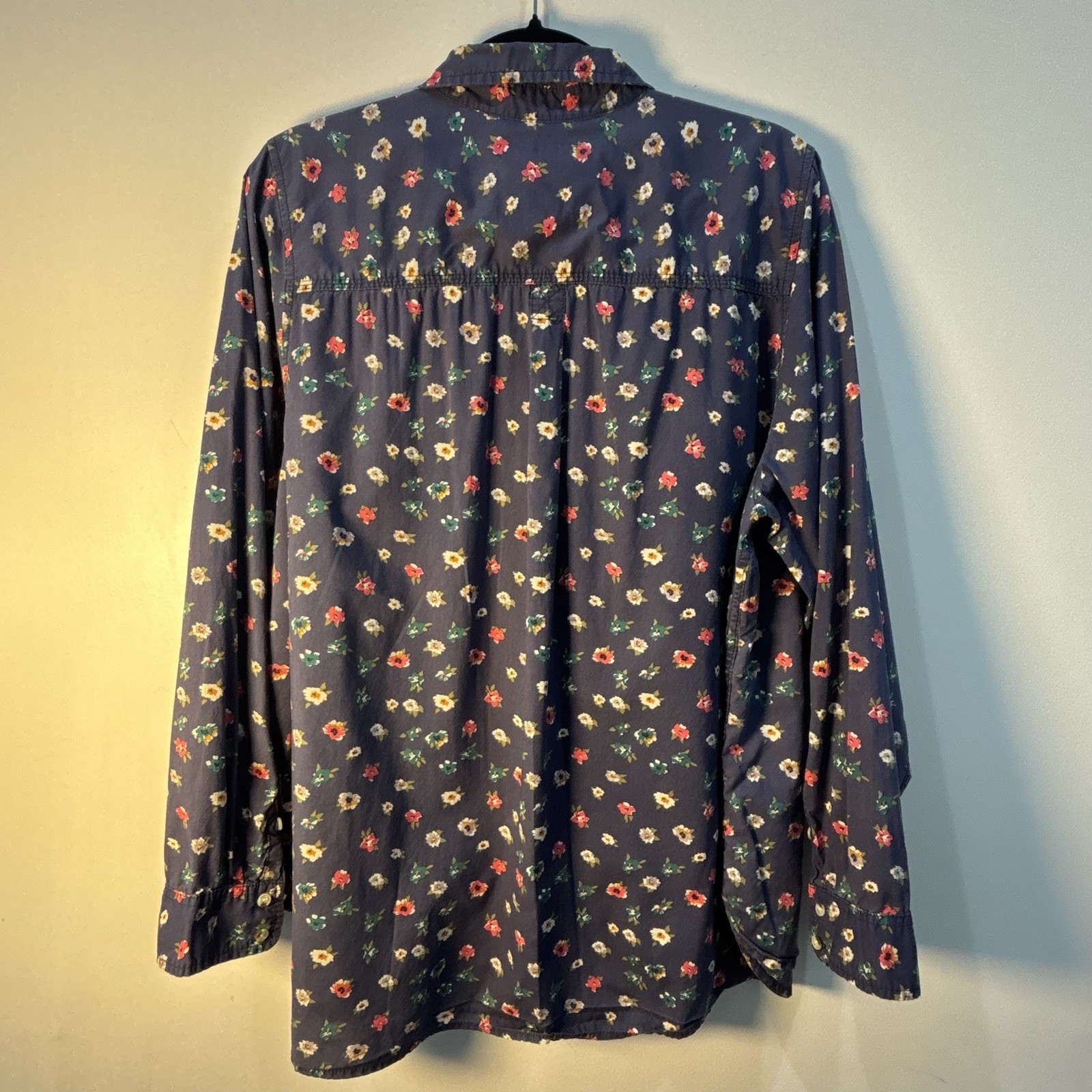 Sonoma Life Style Shirt 1X Blue Pink Floral Farmhouse Cottagecore Utility Blouse