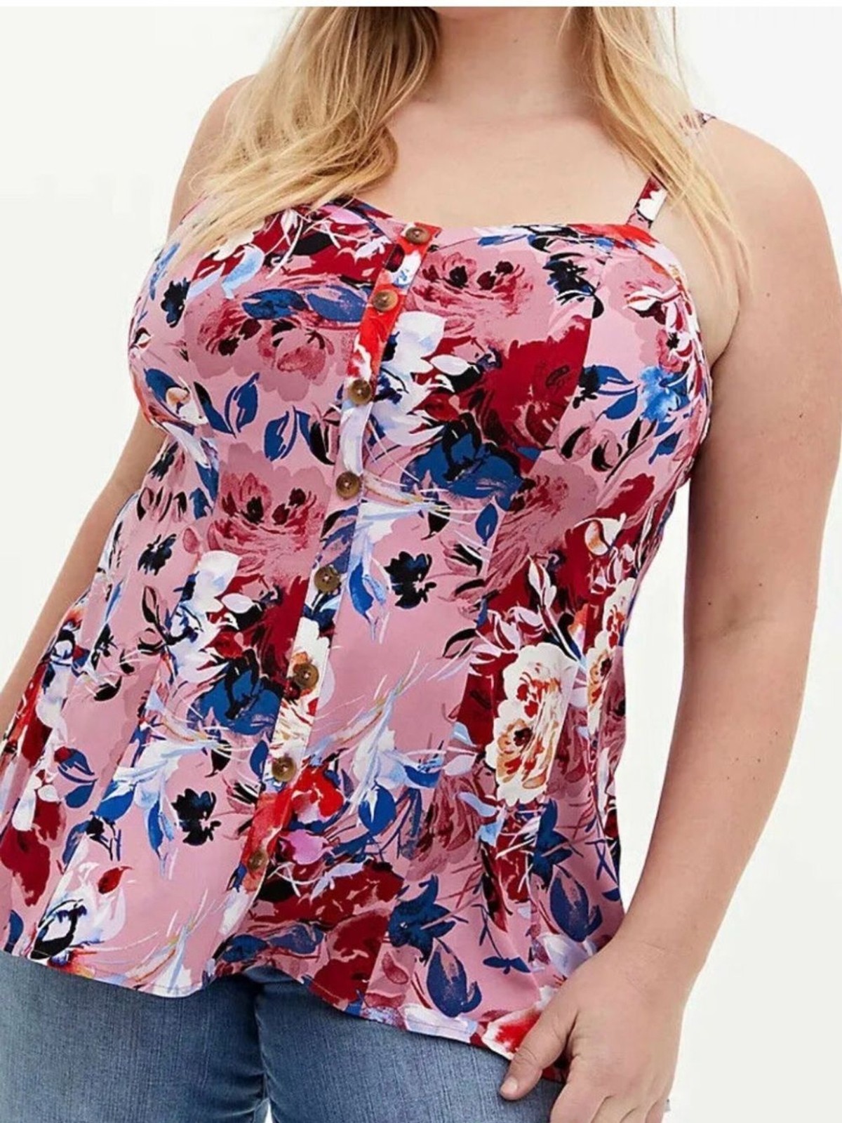 torrid Pink Floral Button-Front Cami size 3X
