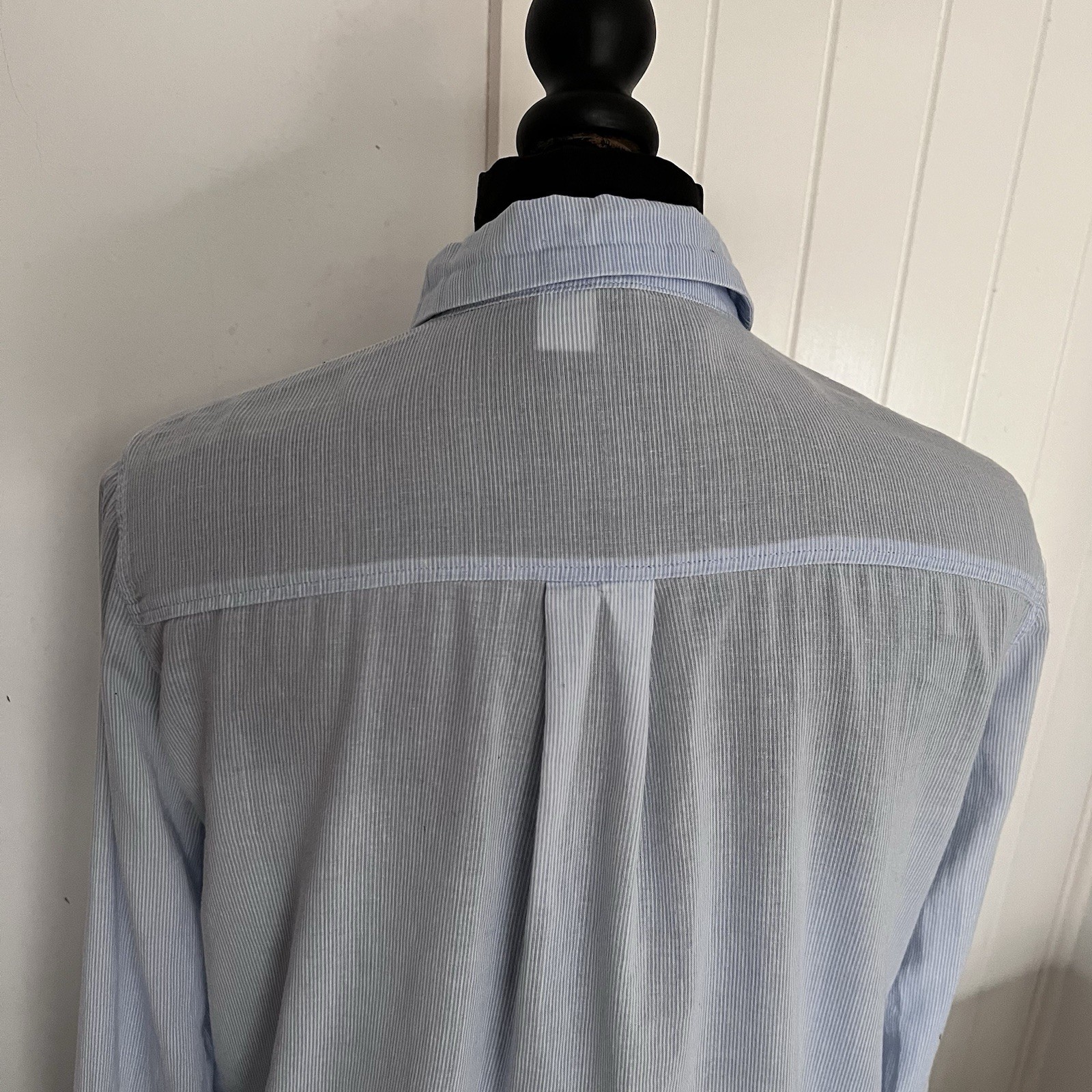 H&M Divided Light Blue Stripe Cotton Long Sleeve Shirt in UK 10 *exc cond*