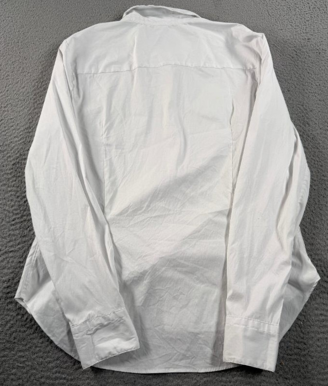 Spanx Poplin No Gape Shirt Womens Large White Tailored Button Down Stretch