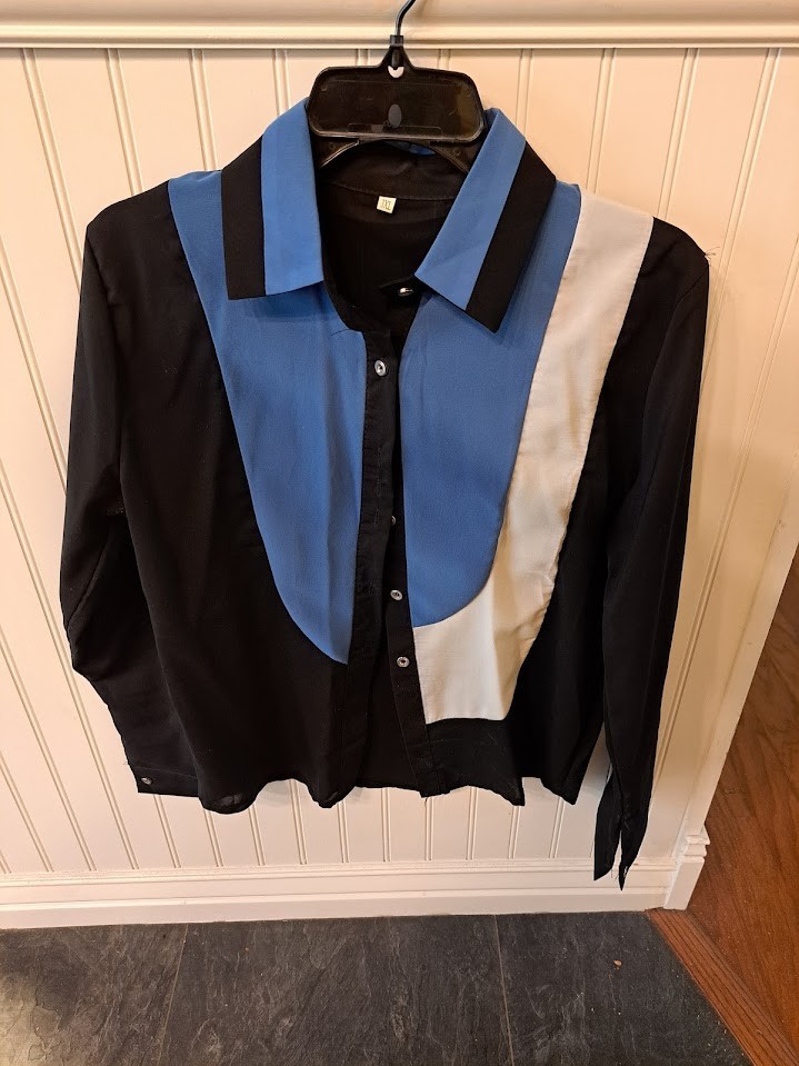 Women’s Blouse 3XL Black Blue White Collar Long Sleeve 3/4 Sleeve Button Front