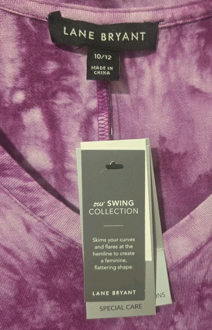 Lane Bryant Swing Collection Top Womens 10/12 Fushia Tie Dye Comfort Top Shirt