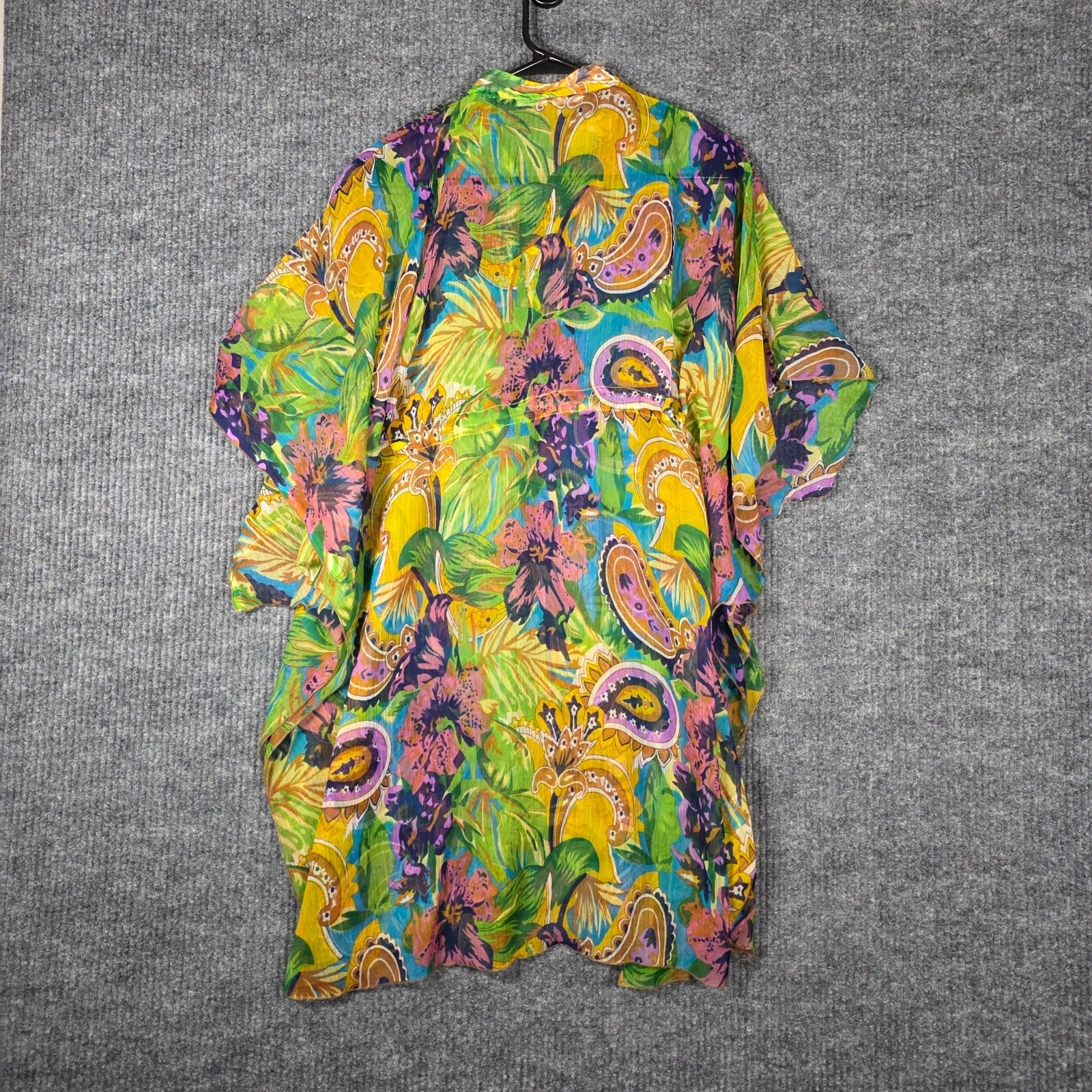 Pearl Tropical Kaftan Tunic Embellished Neck One Size Boho Resort